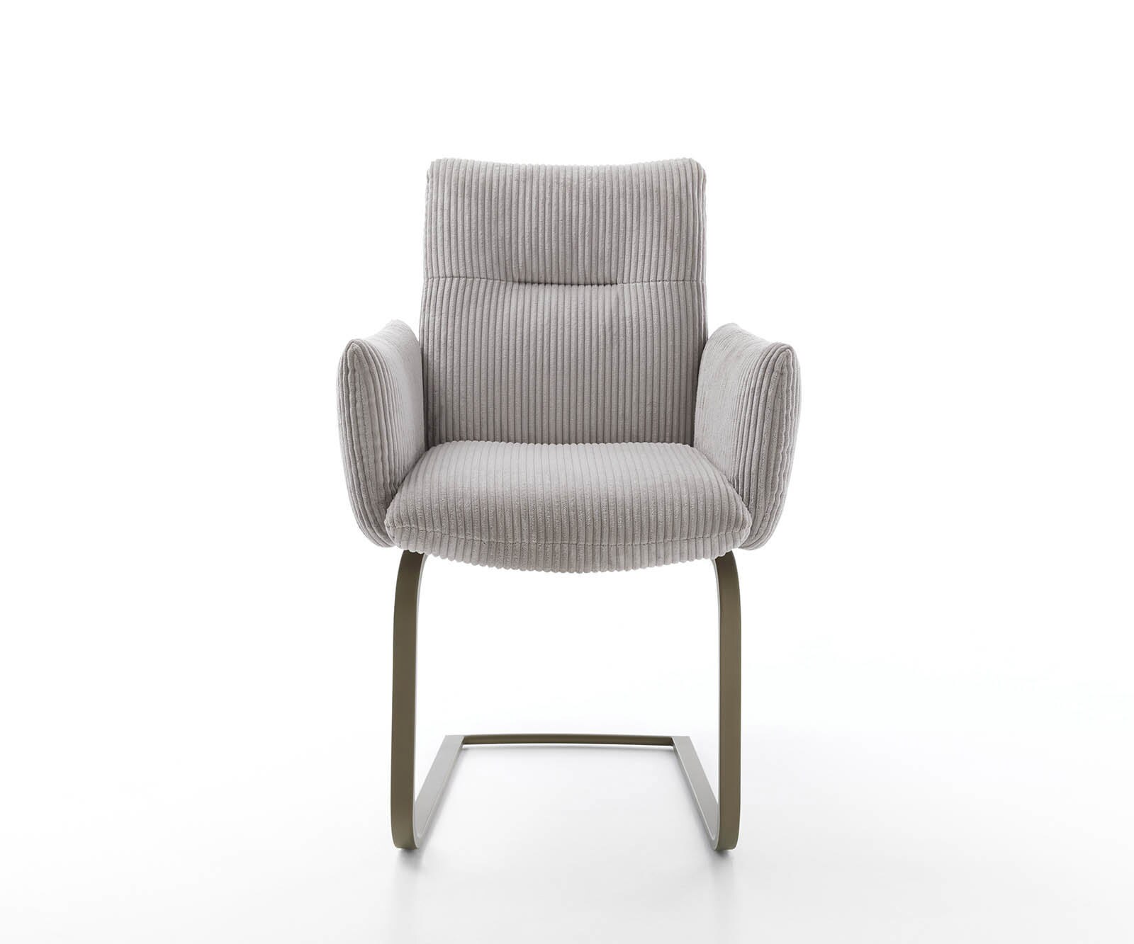 Freischwinger Jova-Flex mit Armlehnen Cord Silbergrau Freischwinger flach Effektfinish Titan Taschenfederkern 1