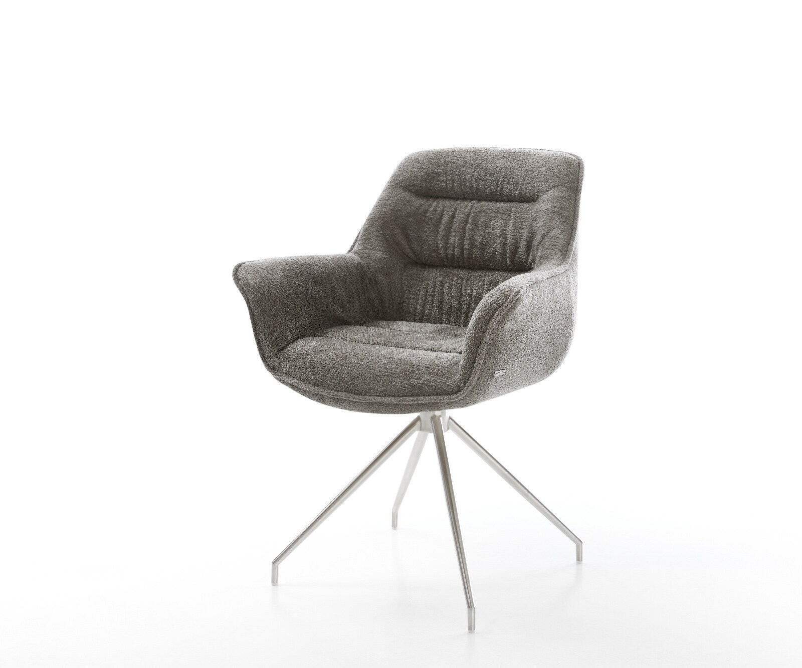 Esszimmerstuhl Kaira-Flex Bouclé Soft Schlamm Kreuzgestell konisch Edelstahl 1