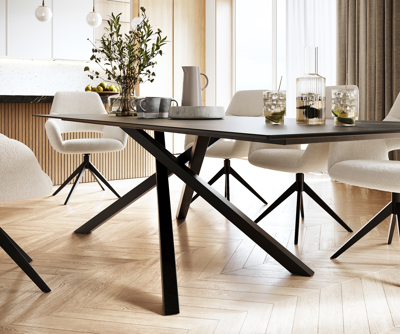 Esstisch Edge 300x100cm Keramik Laminam®Noir Desir Braun Mittelfuß Kreuz Schwarz 4 Esstisch Edge 300x100cm Keramik Laminam®Noir Desir Braun Mittelfuß Kreuz Schwarz 4