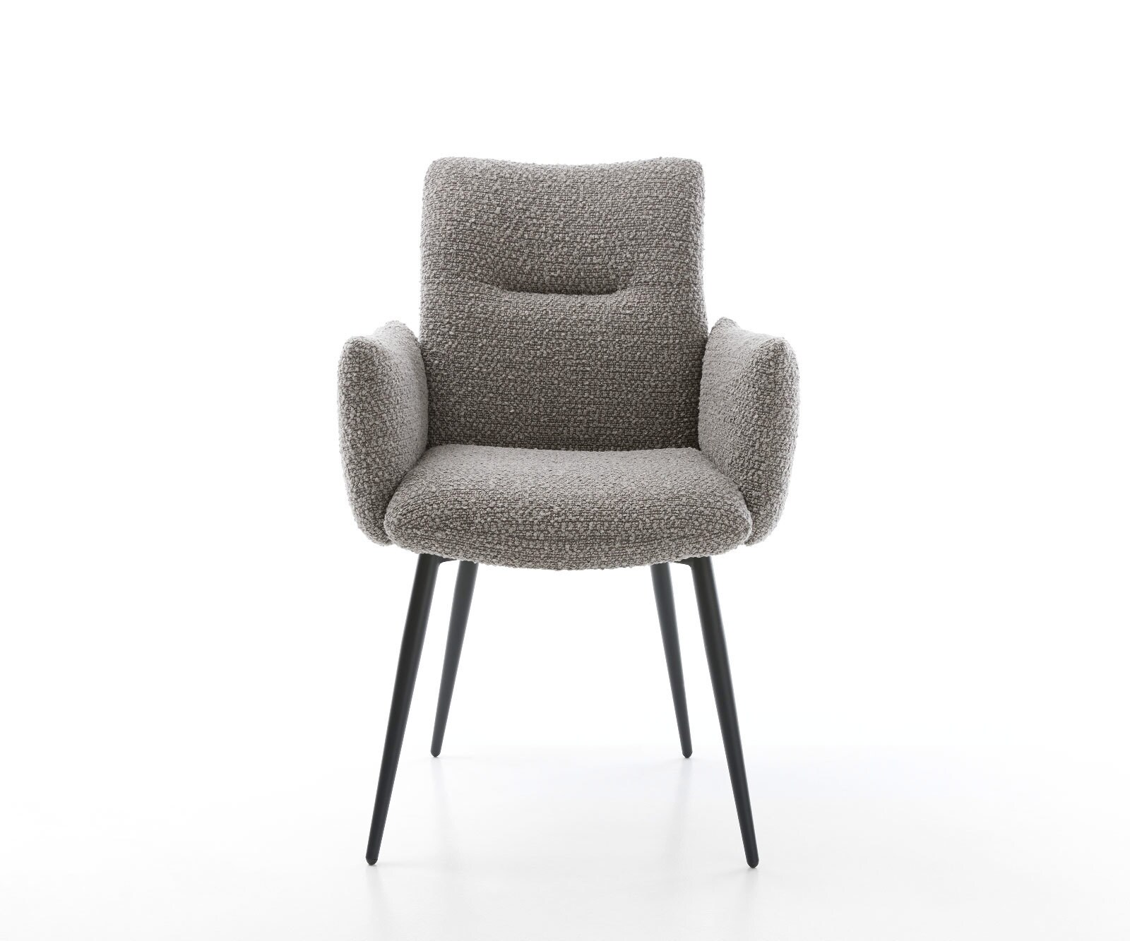 Esszimmerstuhl Jova-Flex mit Armlehnen Bouclé Silbergrau 4-Fuß konisch Schwarz Taschenfederkern 2