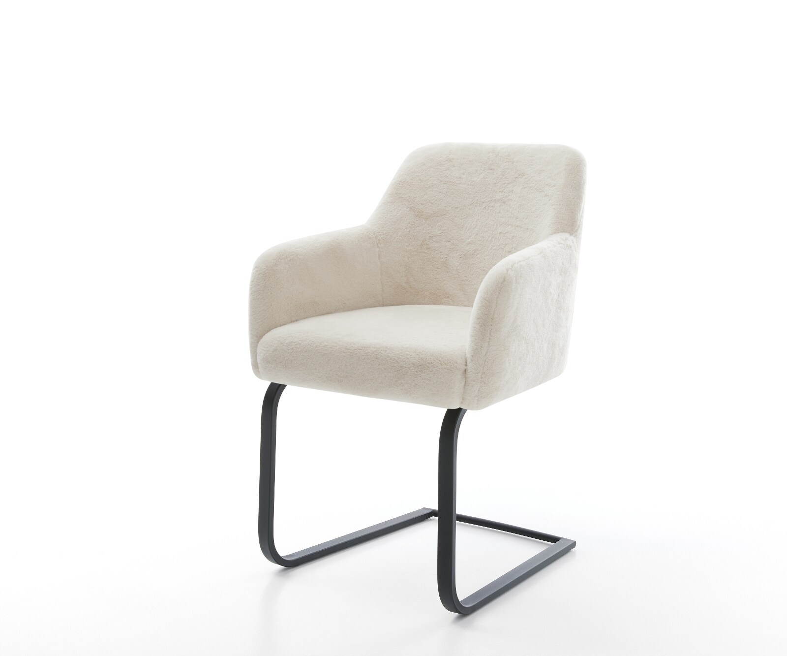 Freischwinger Greg-Flex Plüsch Creme-Weiß Freischwinger flach Schwarz Taschenfederkern