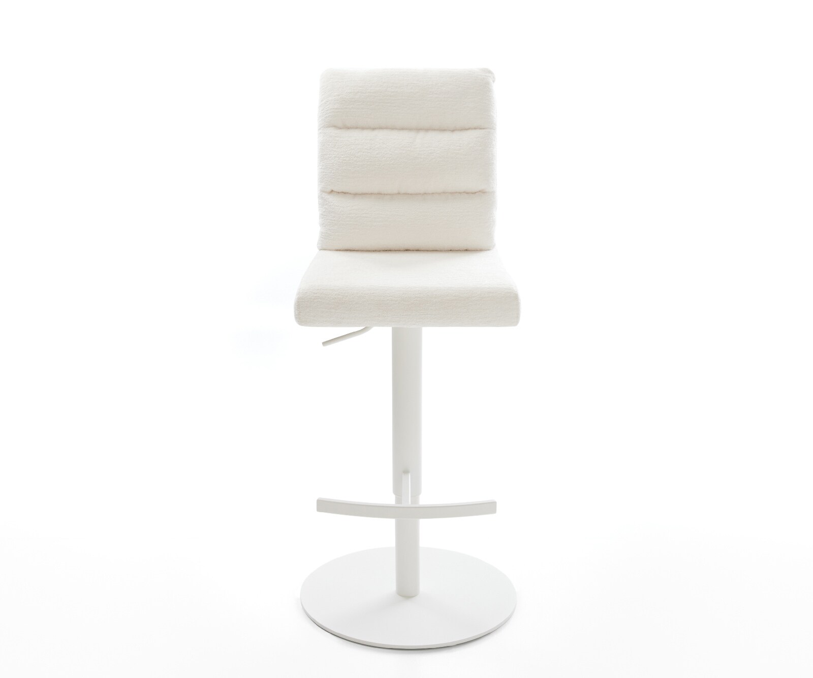 Barstuhl Pela-Flex Bouclé Soft Beige Drehfuß höhenverstellbar Metall Weiß 2