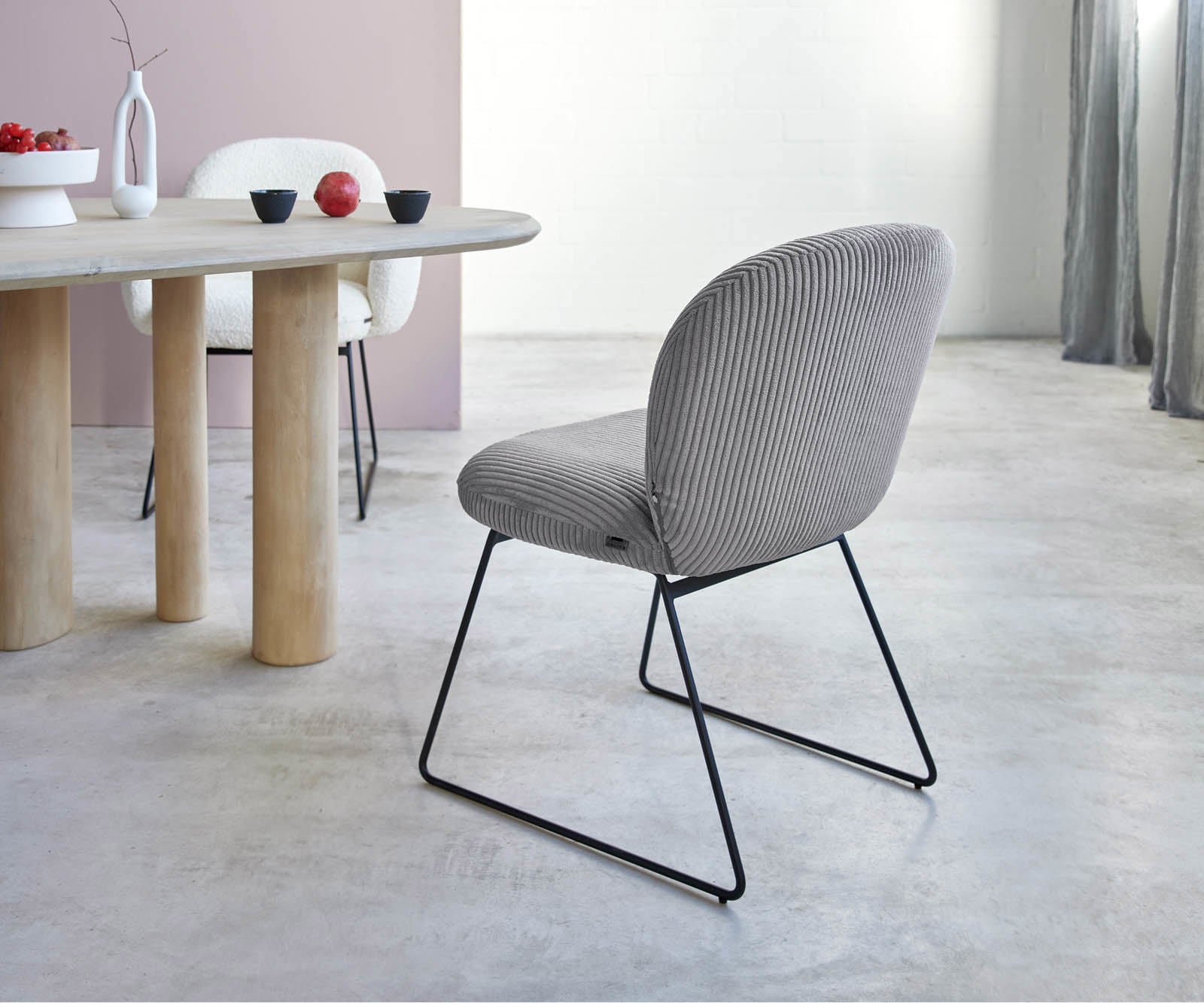 Esszimmerstuhl Nube-Flex Cord Silbergrau Kufengestell Schwarz Taschenfederkern 4 Esszimmerstuhl Nube-Flex Cord Silbergrau Kufengestell Schwarz Taschenfederkern 4