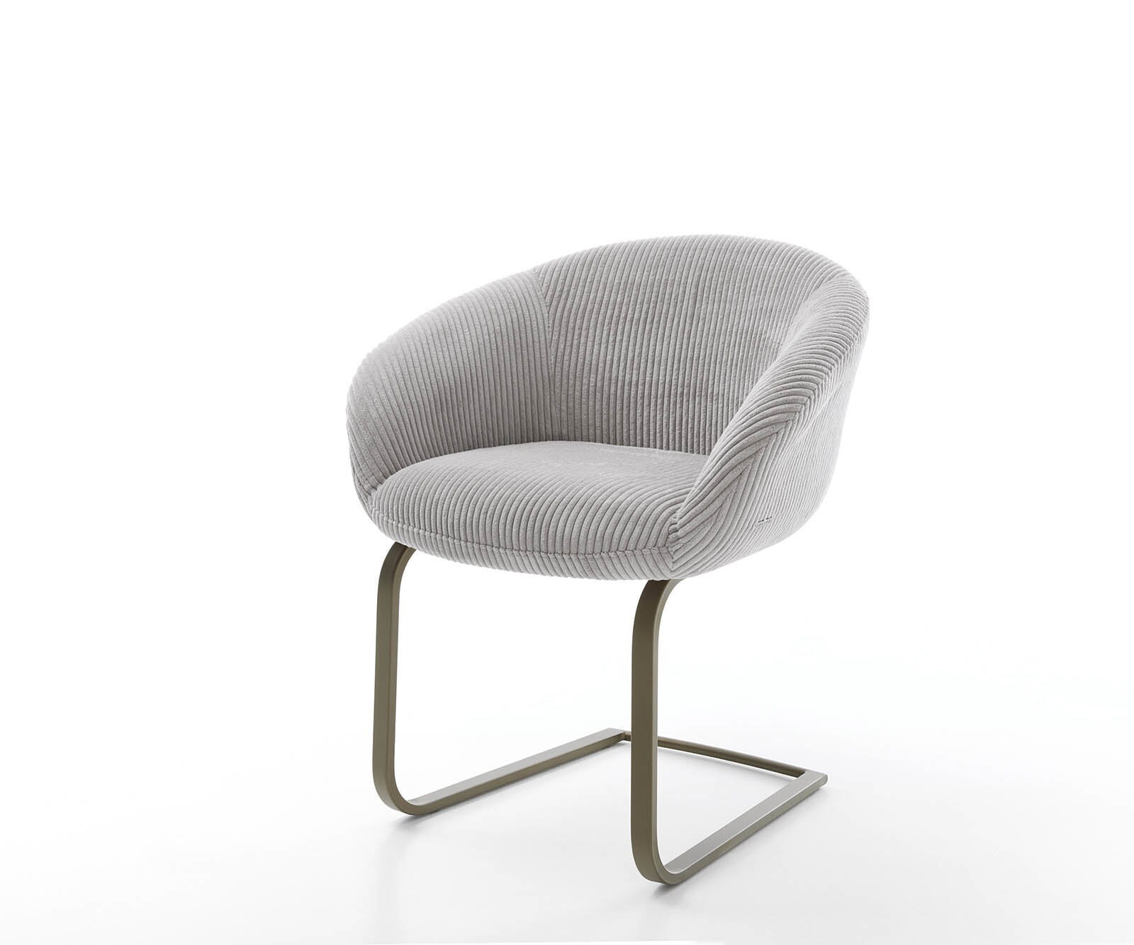 Cantilever Vinka-Flex avec accoudoirs côtelé gris argenté pied cantilever plat aspect titane ressorts ensachés 1