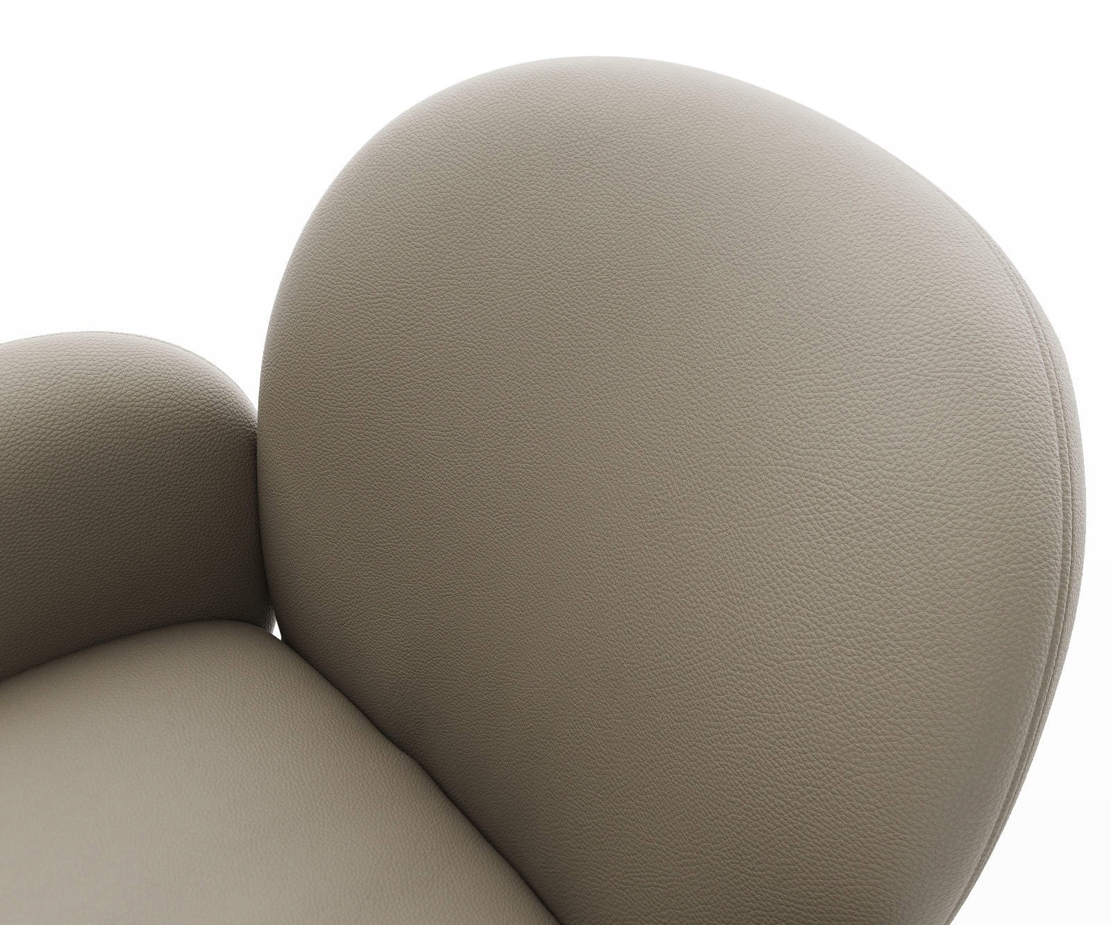 Chaise-pivotante Nube-Flex avec accoudoirs cuir de vache couleur boue pied de chaise 4 branches acier inoxydable brossé pivotement sur 360° ressorts ensachés 4