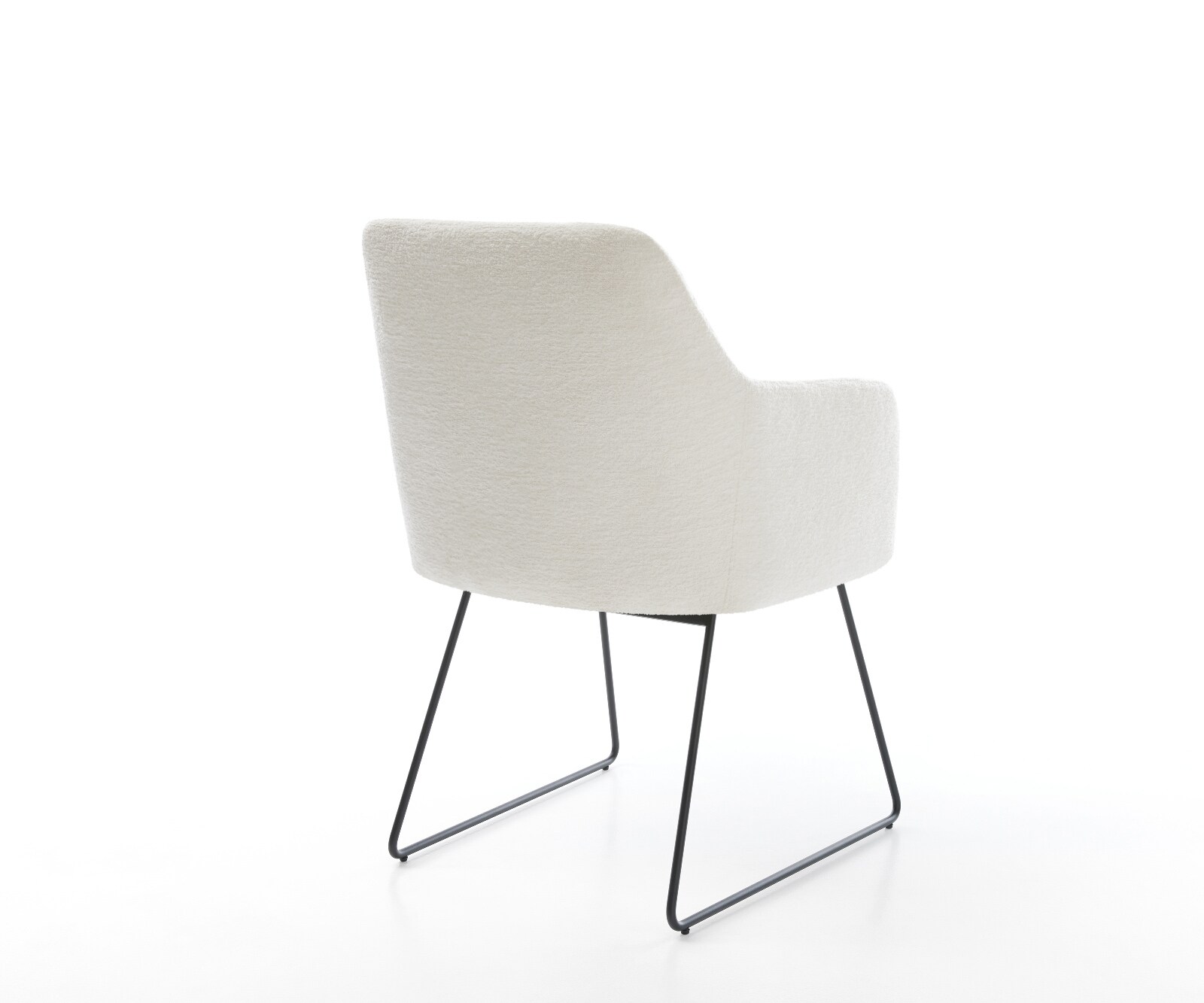 Chaise-de-salle-à-manger Greg-Flex bouclé doux beige pied trapèze noir resorts ensachés 5