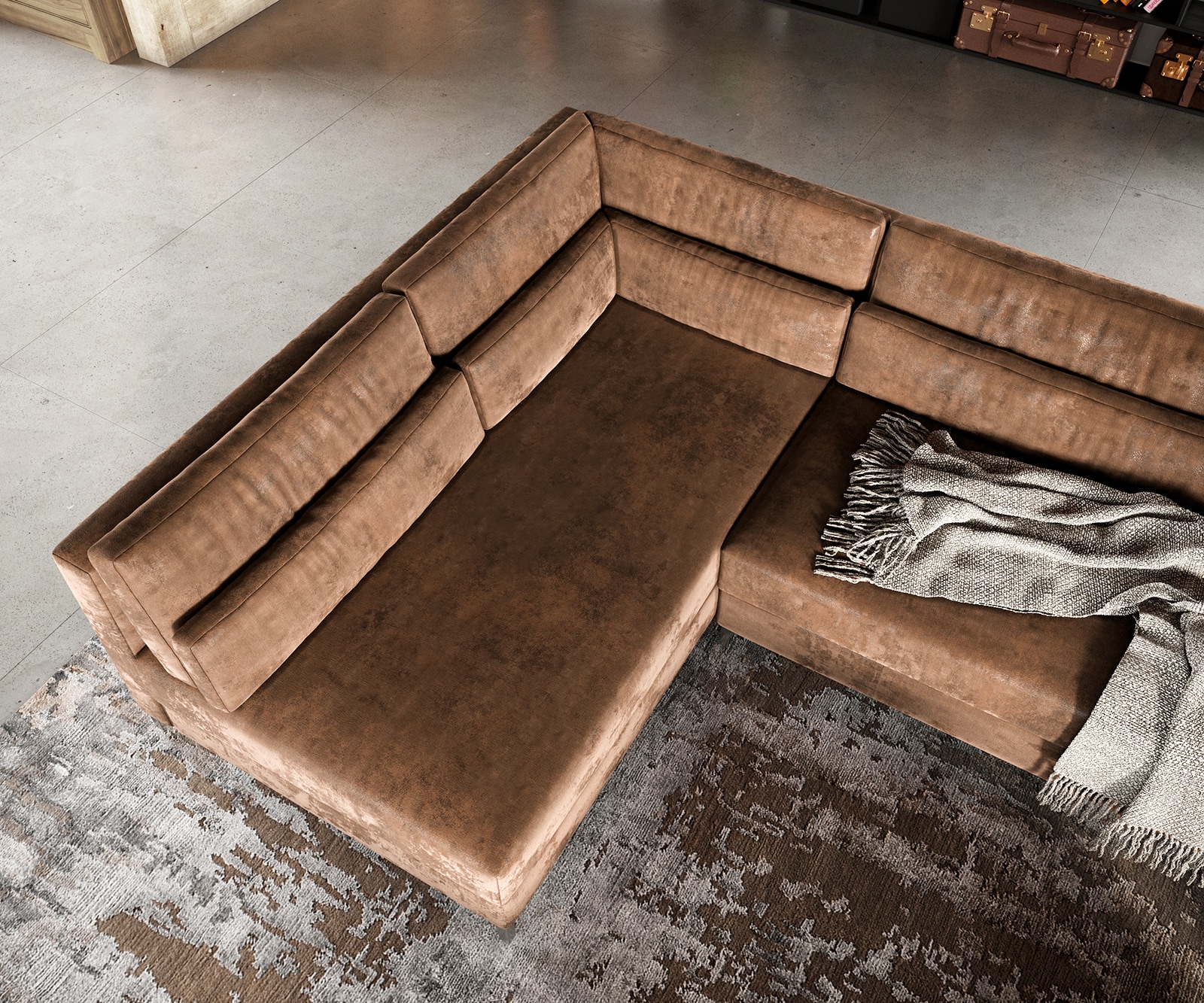 Wohnlandschaft Elio XL 400x185 cm Lederimitat Vintage Braun Antik 4 Wohnlandschaft Elio XL 400x185 cm Lederimitat Vintage Braun Antik 4