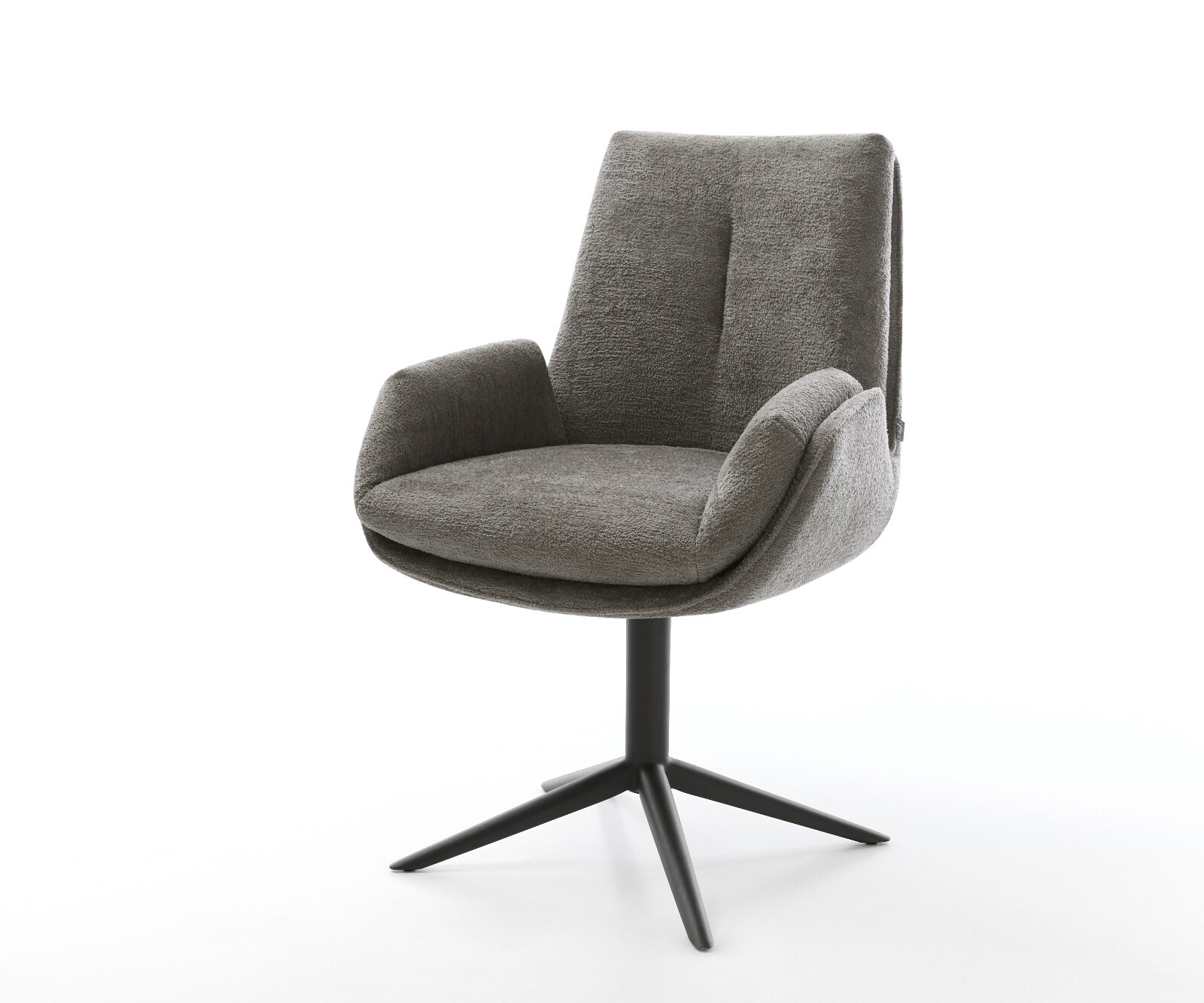 Drehstuhl Clea-Flex Bouclé Soft Schlamm Fußkreuz Schwarz 360° drehbar Wippfunktion