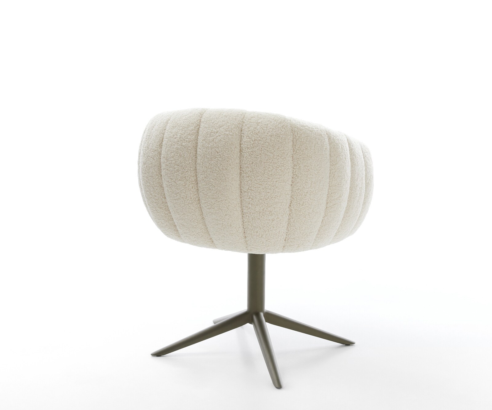 Chaise-pivotante Jada-Flex tissu teddy beige pied croisé angulaire aspect titane pivotement sur 360° fonction bascule ressorts ensachés 4