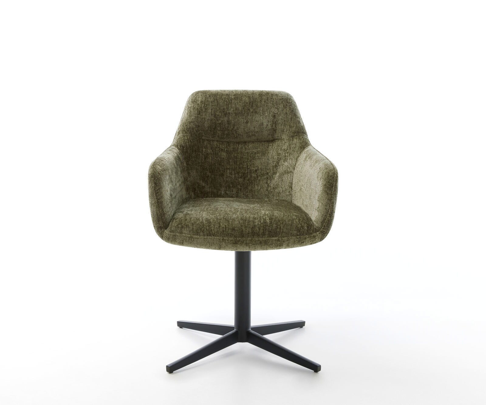 Drehstuhl Pejo-Flex Chenille Olive Fußkreuz Schwarz 360° drehbar Taschenfederkern 1
