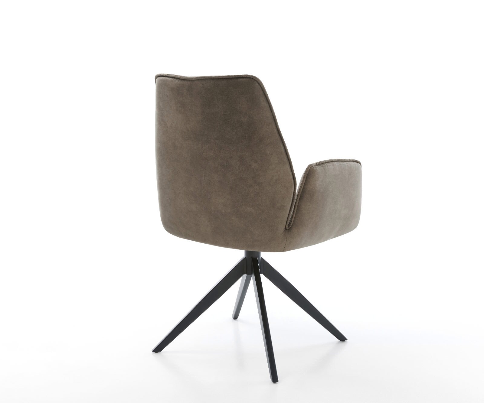 Chaise-pivotante Zoa-Flex microvelours taupe vintage pied croisé large noir pivotement sur 360° fonction bascule ressorts ensachés 4