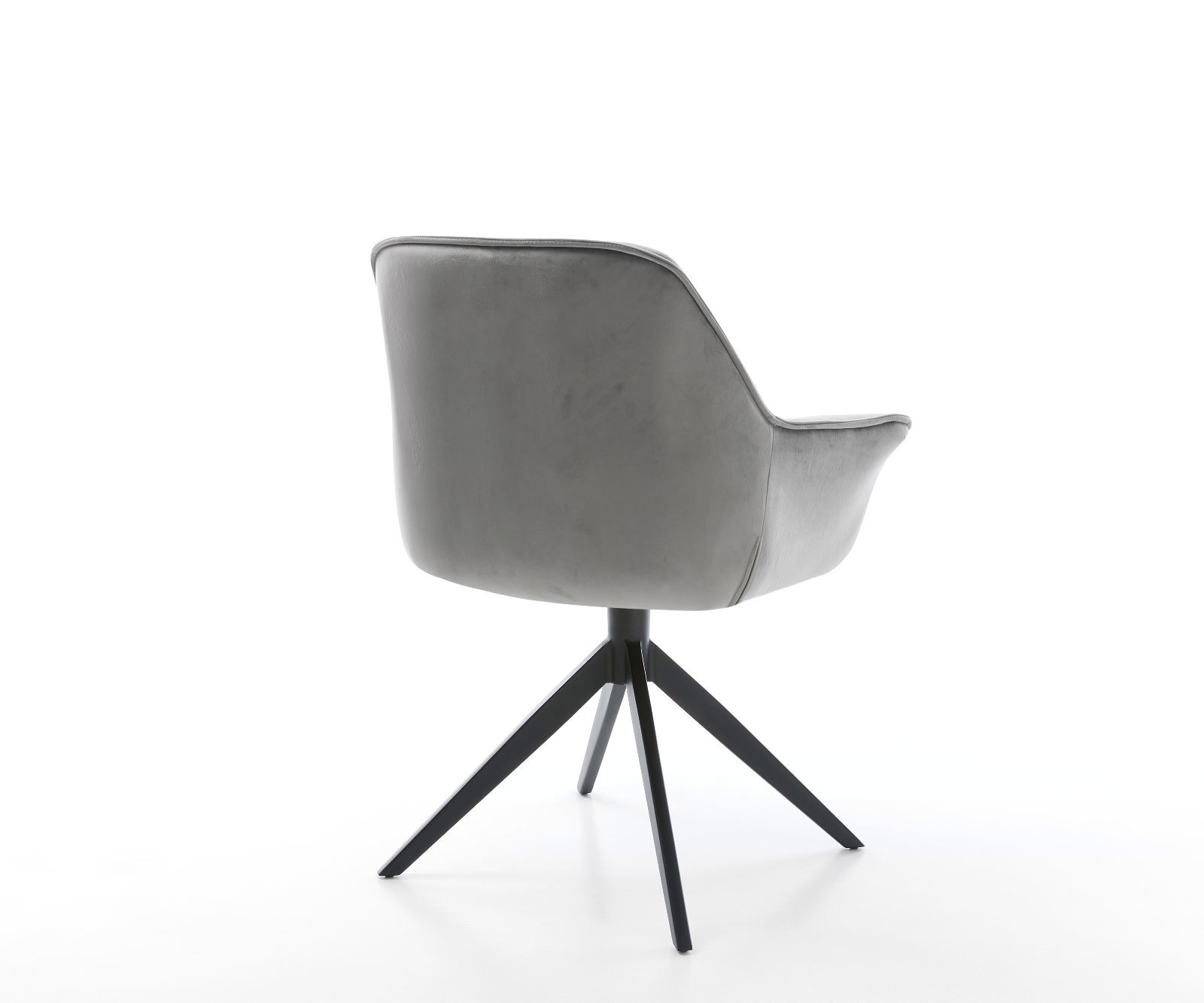 Esszimmerstuhl Keila-Flex mit Armlehnen Samt Grau Kreuzgestell breit Schwarz 5