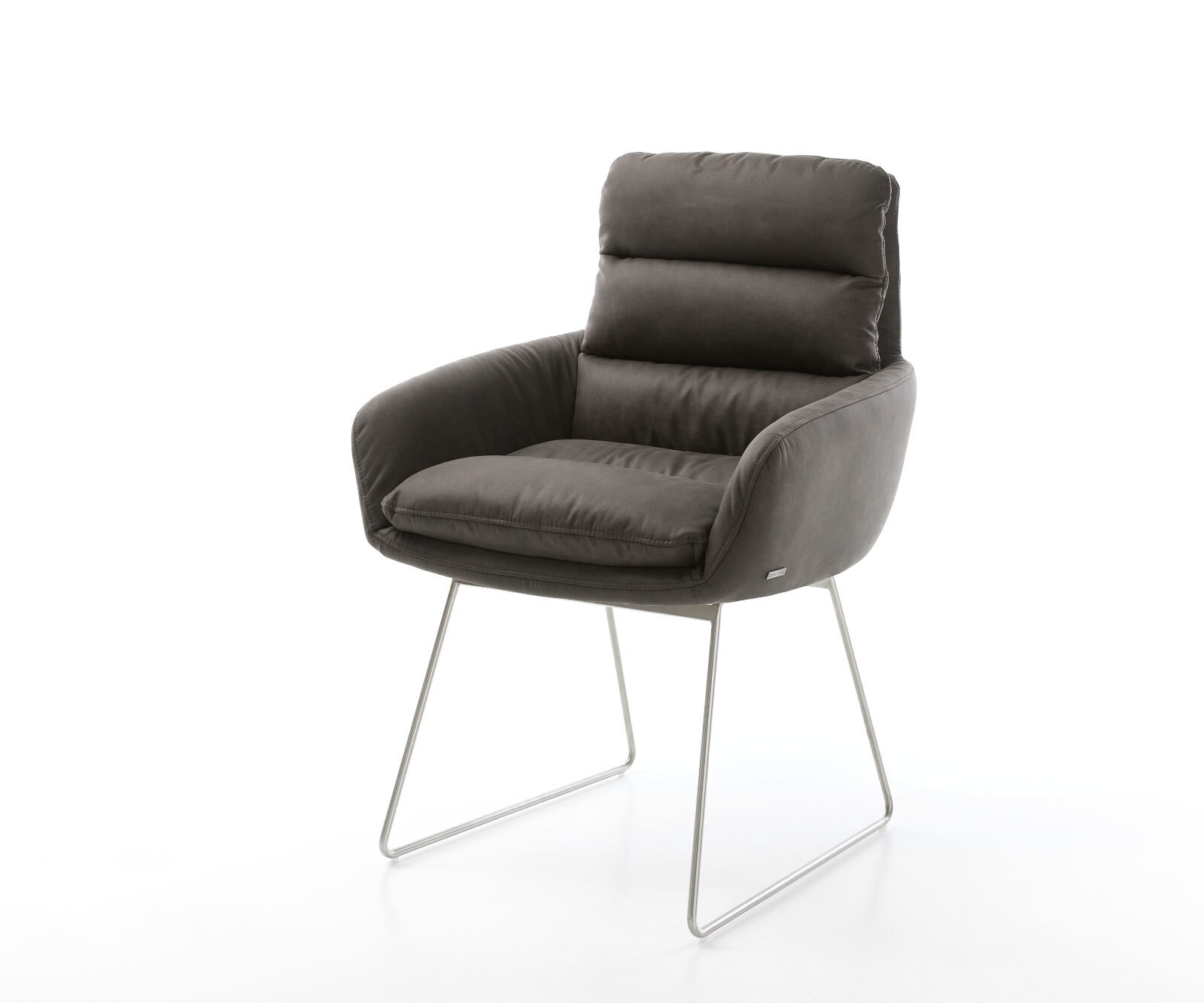 Chaise-pivotante Abelia-Flex avec accoudoirs cuir véritable noir cadre croisé large noir pivote sur 360° 1