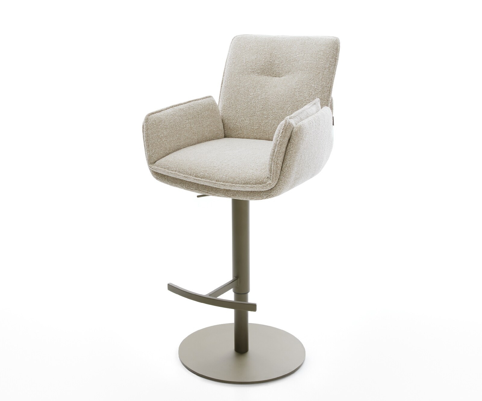 Barstuhl Nela-Flex Webstoff Soft Beige Drehfuß höhenverstellbar Metall Titanfarben 1