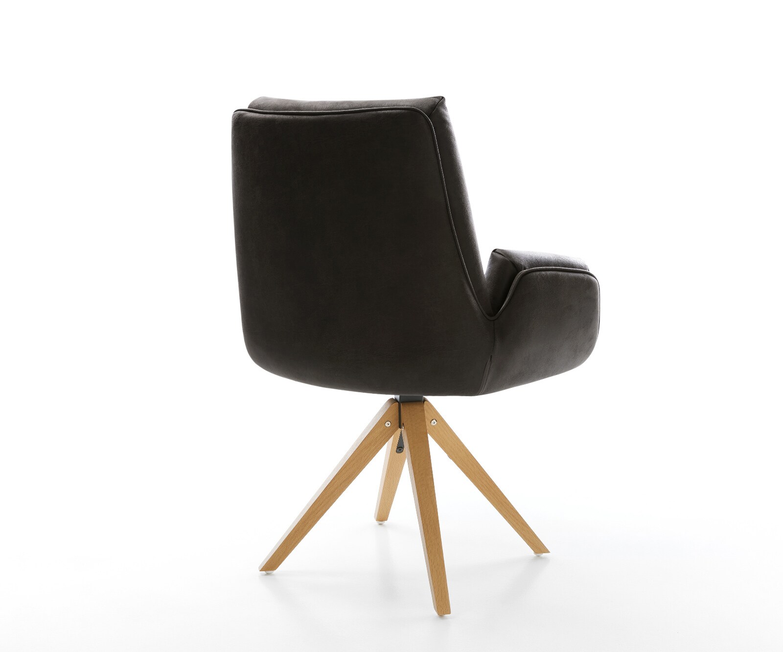 Chaise-pivotante Clea-Flex microfibre antracite vintage pied en bois angulaire naturel pivotement sur 180° 5