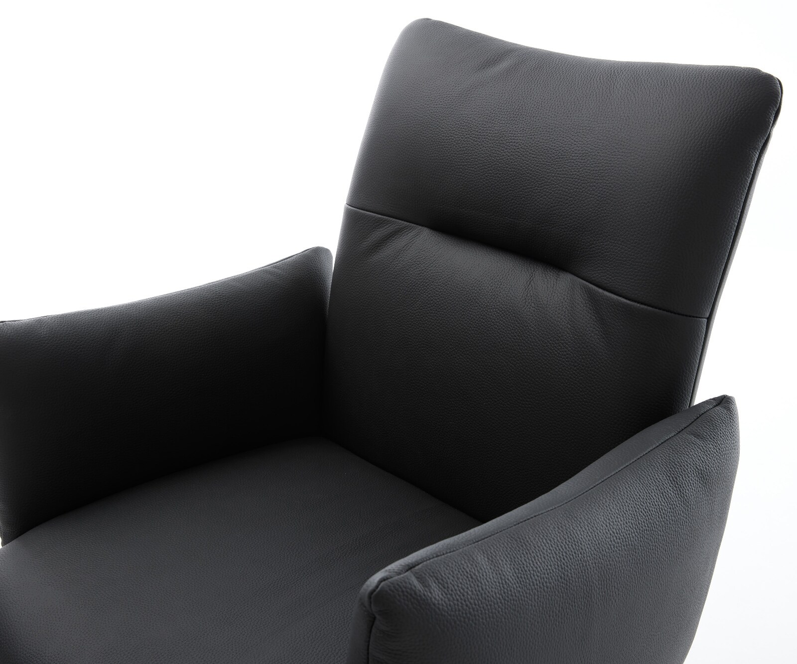 Cantilever Jova-Flex avec accoudoirs cuir de vache noir pied cantilever plat grafiete ressorts ensachés 3