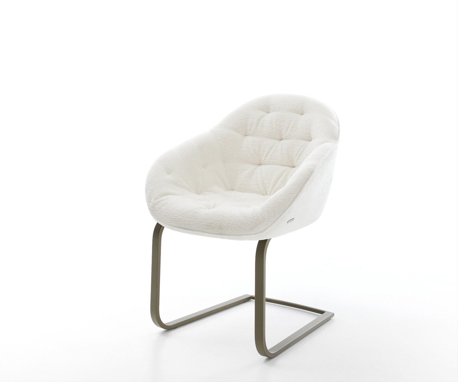 Cantilever Gaio-Flex bouclé doux beige pied cantilever plat aspect titane 1
