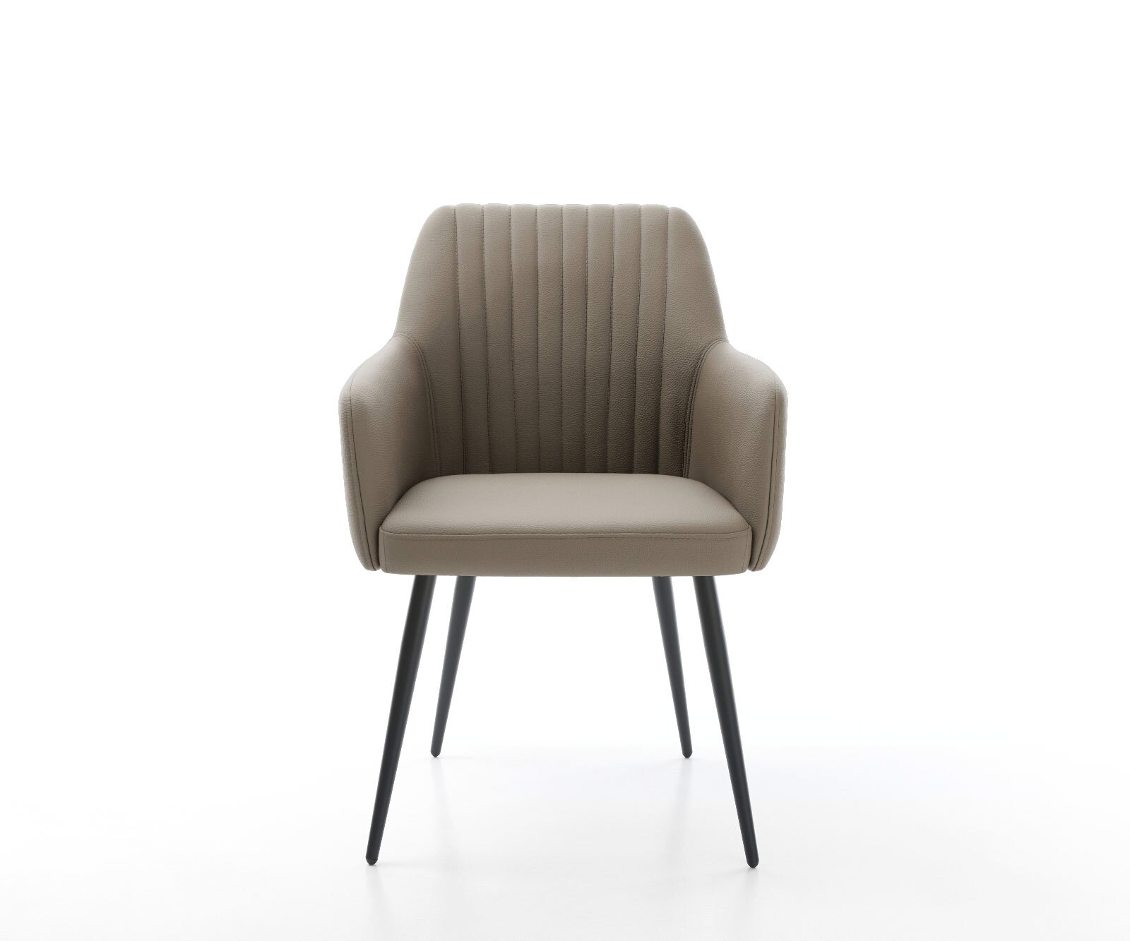 Chaise-de-salle-à-manger Greg-Flex cuir de vache couleur boue 4 pieds coniques noir ressorts ensachés 1
