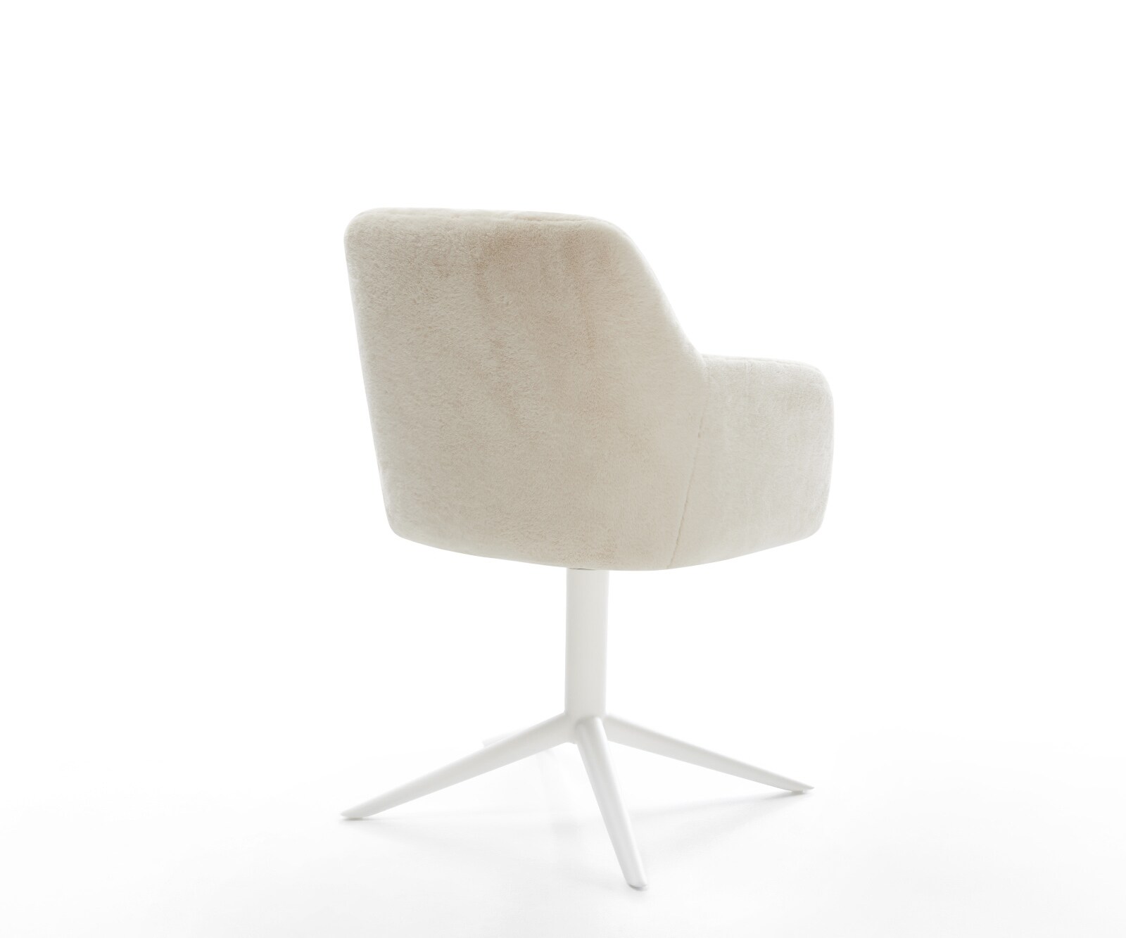 Drehstuhl Greg-Flex Plüsch Creme-Weiß Fußkreuz Weiß 360° drehbar Wippfunktion Taschenfederkern 4