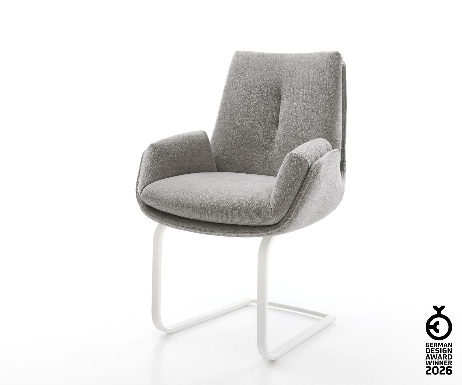 Cantilever Clea-Flex tissu structuré doux gris pied cantilever plat blanc