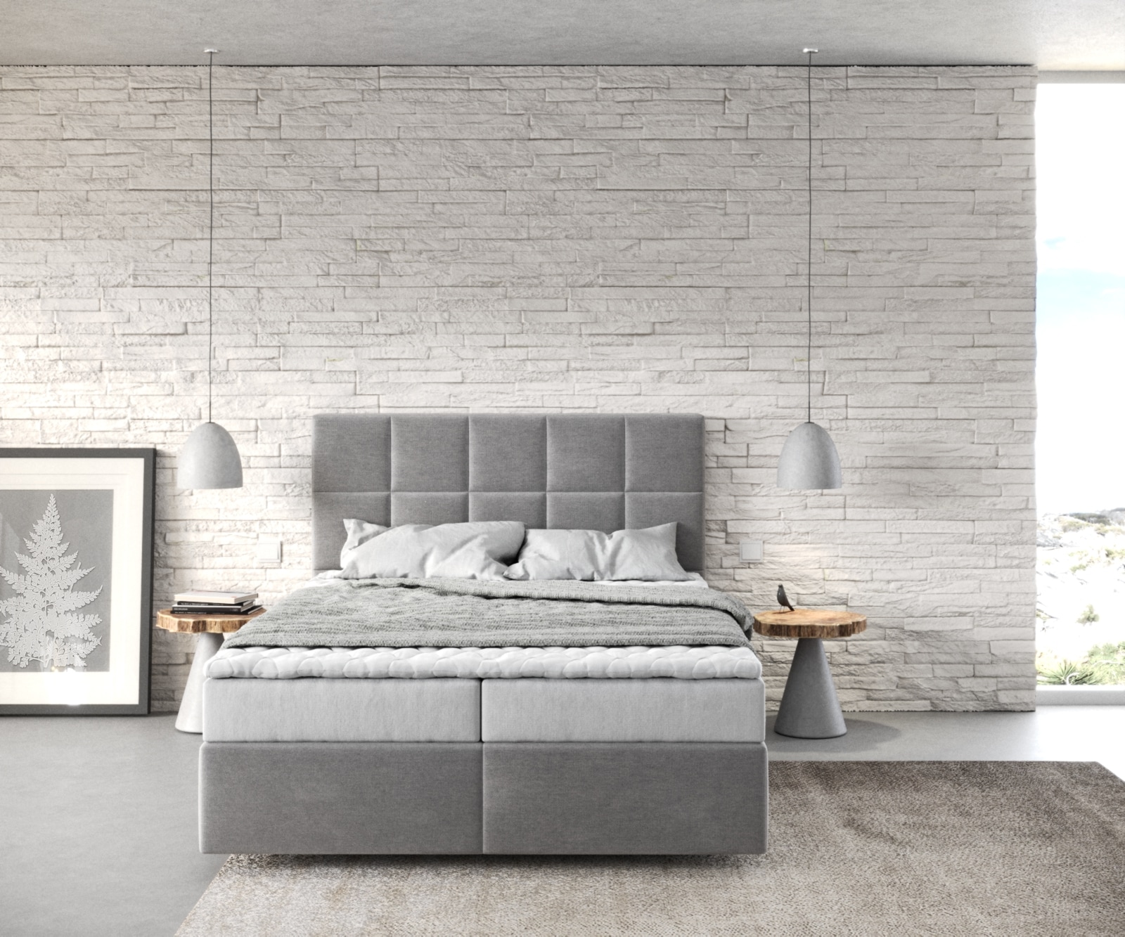 Boxspringbett Dream-Fine 140x200 cm Mikrofaser Grau mit Matratze und Topper 1 Boxspringbett Dream-Fine 140x200 cm Mikrofaser Grau mit Matratze und Topper 1
