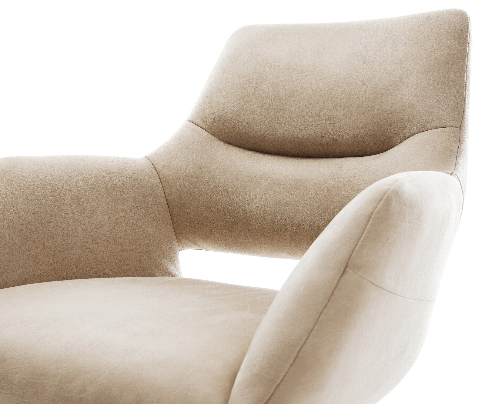 Cantilever Yago-Flex avec accoudoirs microfibre beige vintage pied cantilever plat aspect titane ressorts ensachés 3