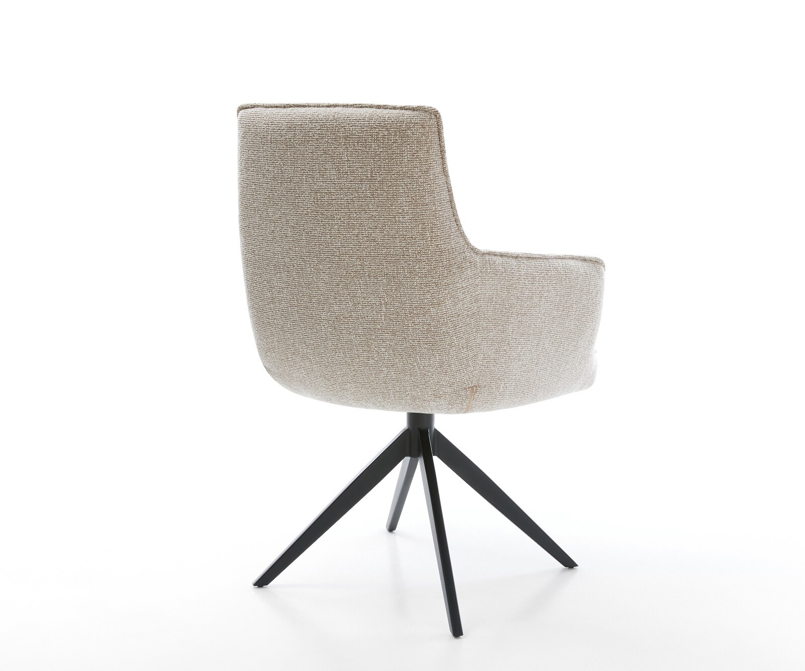Drehstuhl Heira-Flex mit Armlehnen Webstoff Soft Beige Kreuzgestell breit Schwarz 360° drehbar Wippfunktion Taschenfederkern 5