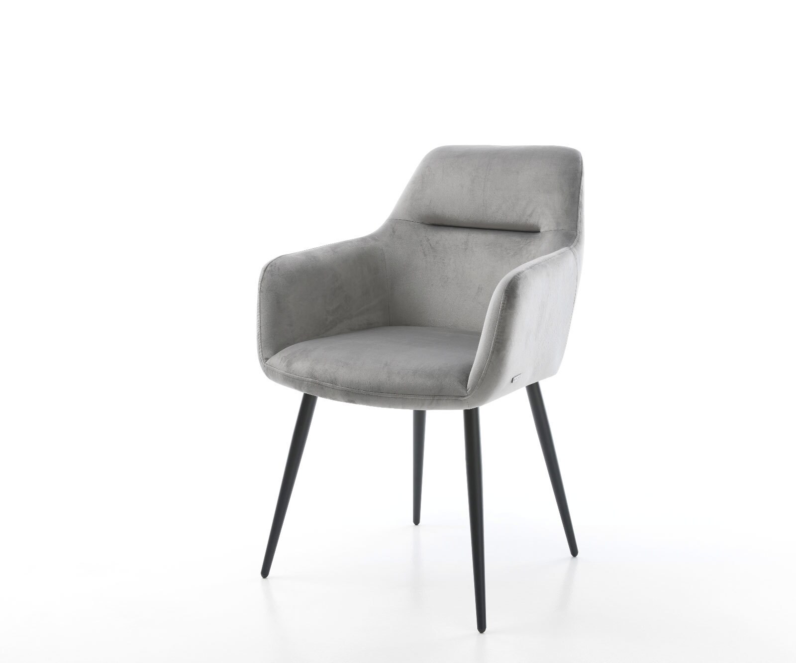 Chaise-de-salle-à-manger Pejo-Flex velours gris 4 pieds coniques noir ressorts ensachés 1