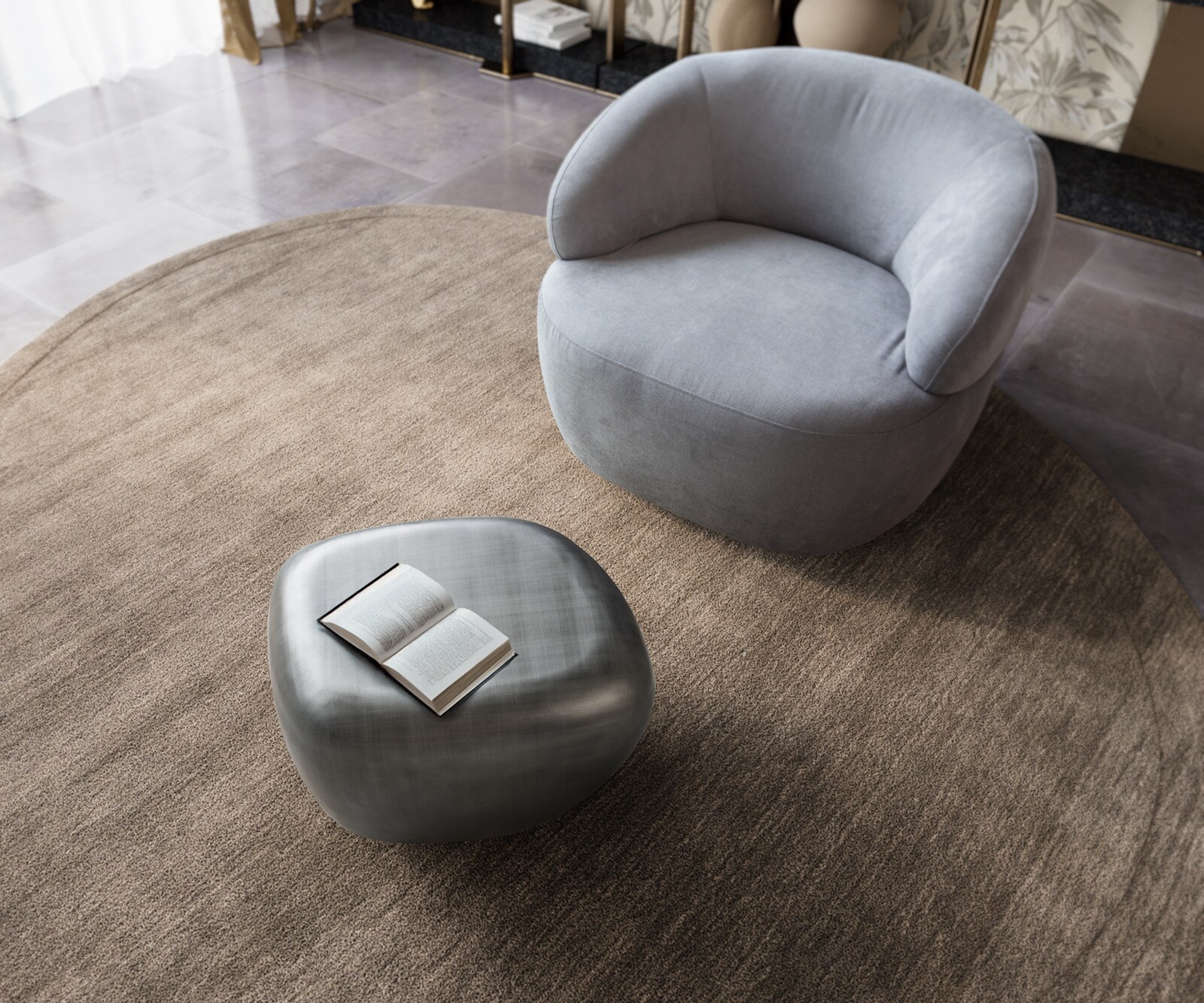 Couchtisch Caramia 65x55 cm Metallic Silber 1