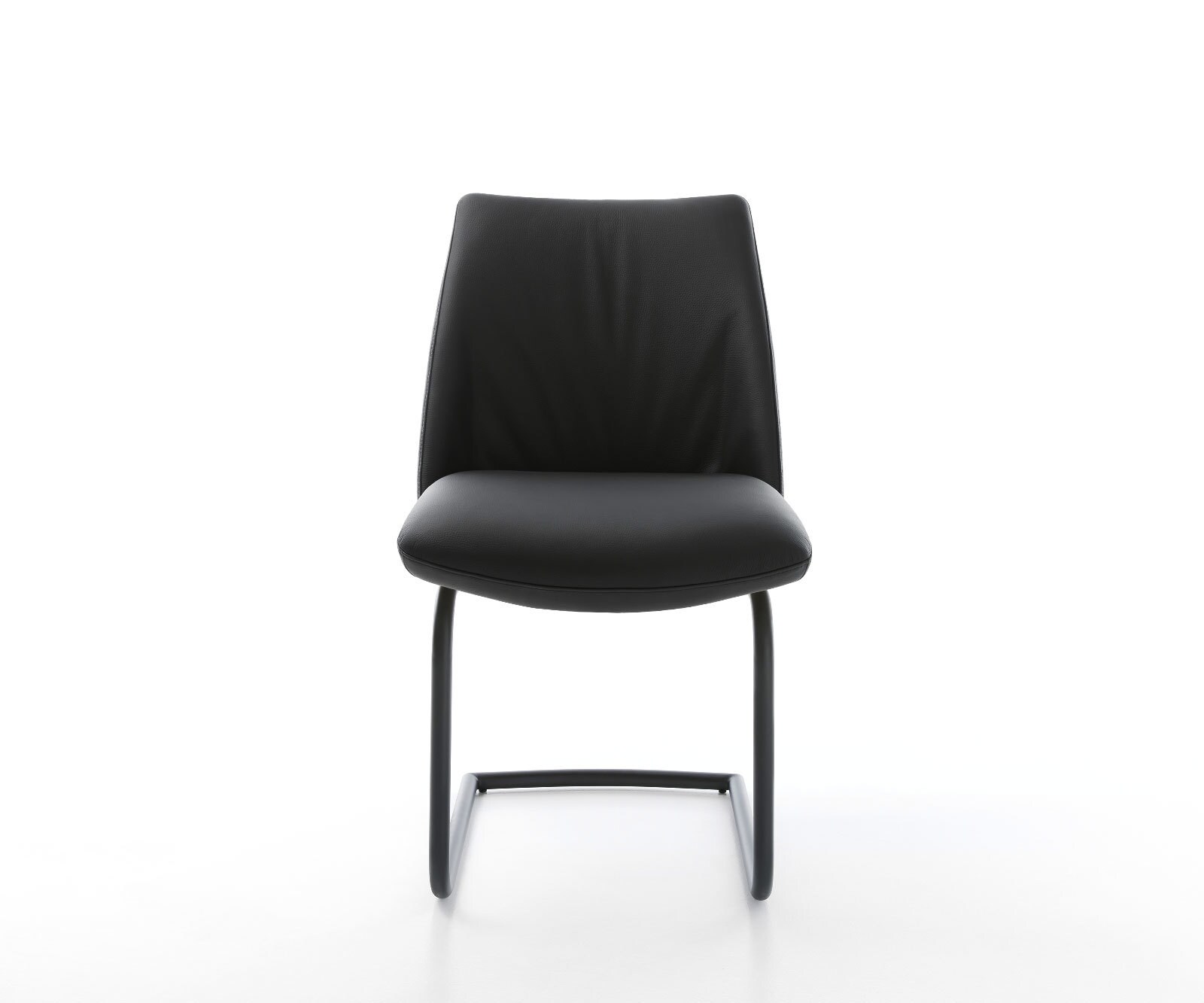 Cantilever Elso-Flex cuir de vache noir pied cantilever rond noir ressorts ensachés 1