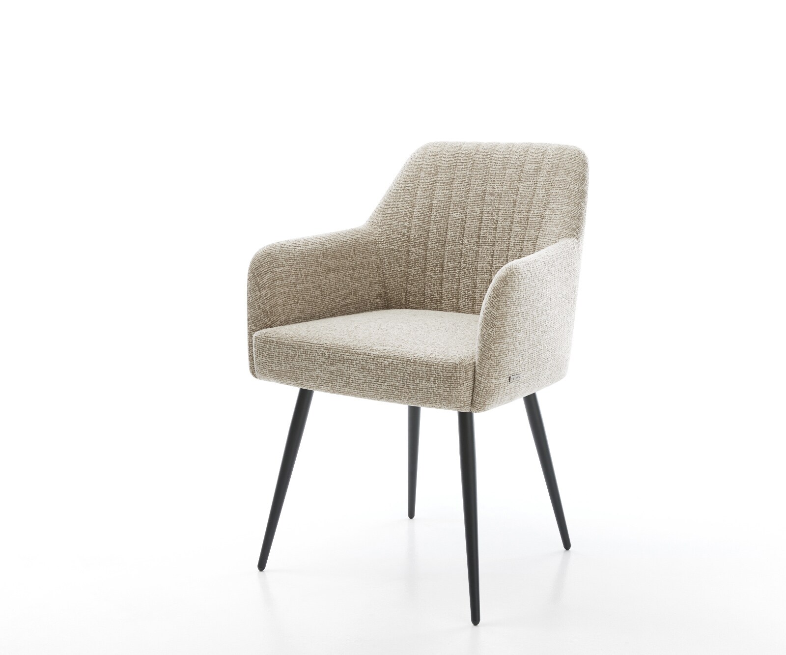 Esszimmerstuhl Greg-Flex Webstoff Soft Beige 4-Fuß konisch Schwarz Taschenfederkern 1