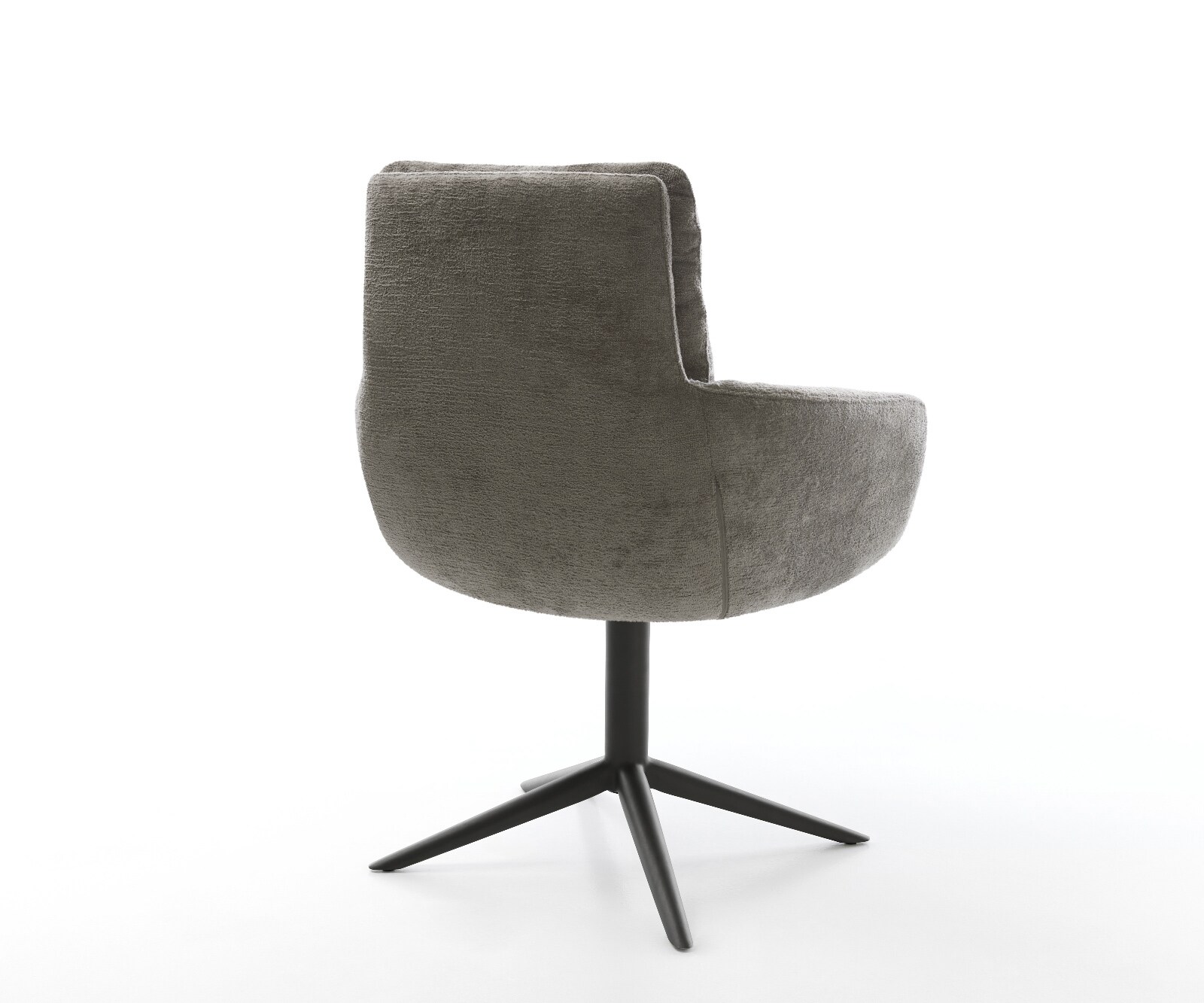 Chaise-pivotante Abelia-Flex avec accoudoirs bouclé doux couleur boue pied de chaise 4 branches noir pivotement sur 360° fonction bascule 4