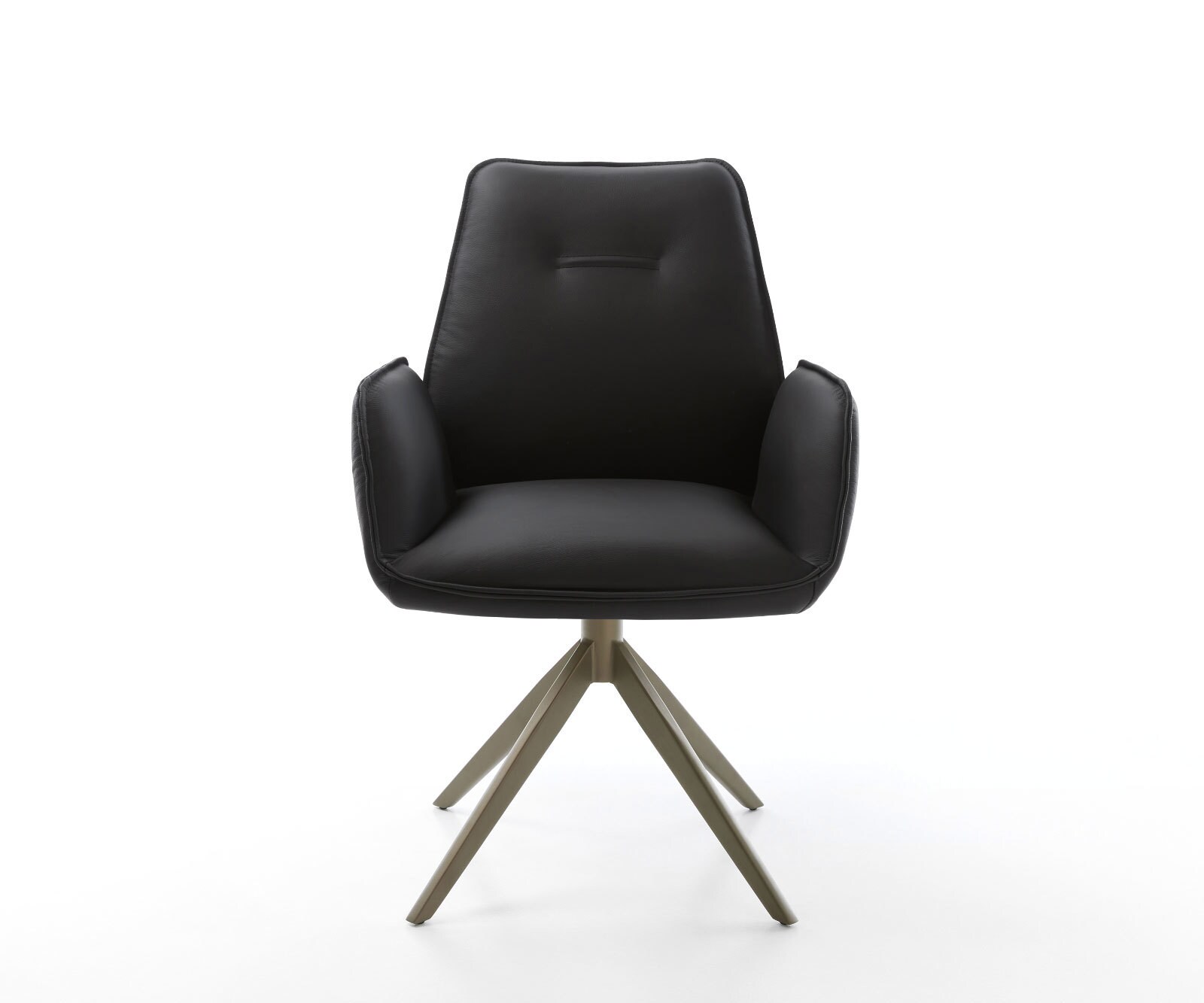 Chaise-pivotante Zoa-Flex cuir de vache noir pied croisé large aspect titane pivotement sur 360° fonction bascule ressorts ensachés 4