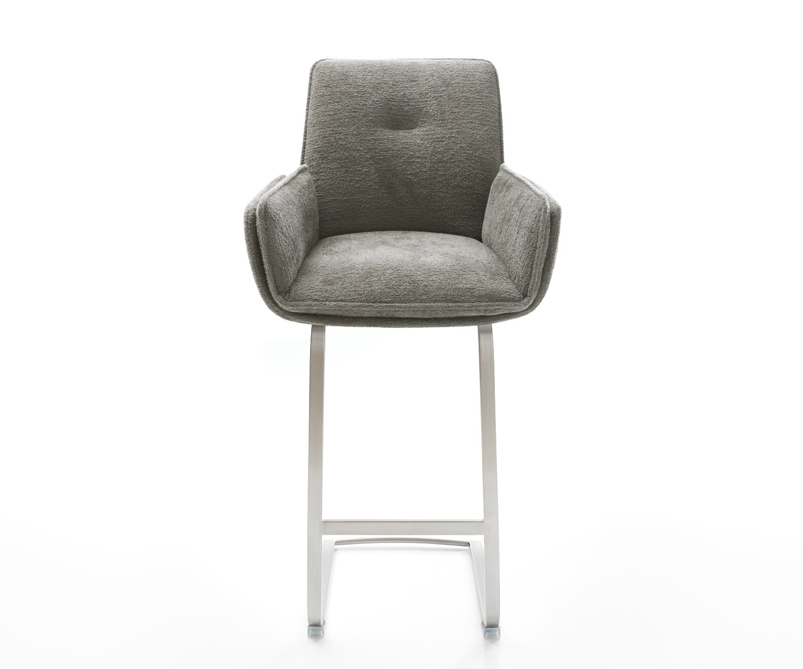 Barstuhl Nela-Flex Bouclé Soft Schlamm Freischwinger Flach Edelstahl Silberfarben 2