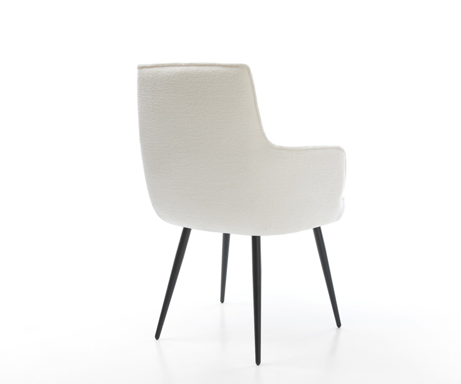Esszimmerstuhl Heira-Flex mit Armlehnen Bouclé Soft Beige 4-Fuß konisch Schwarz Taschenfederkern 4
