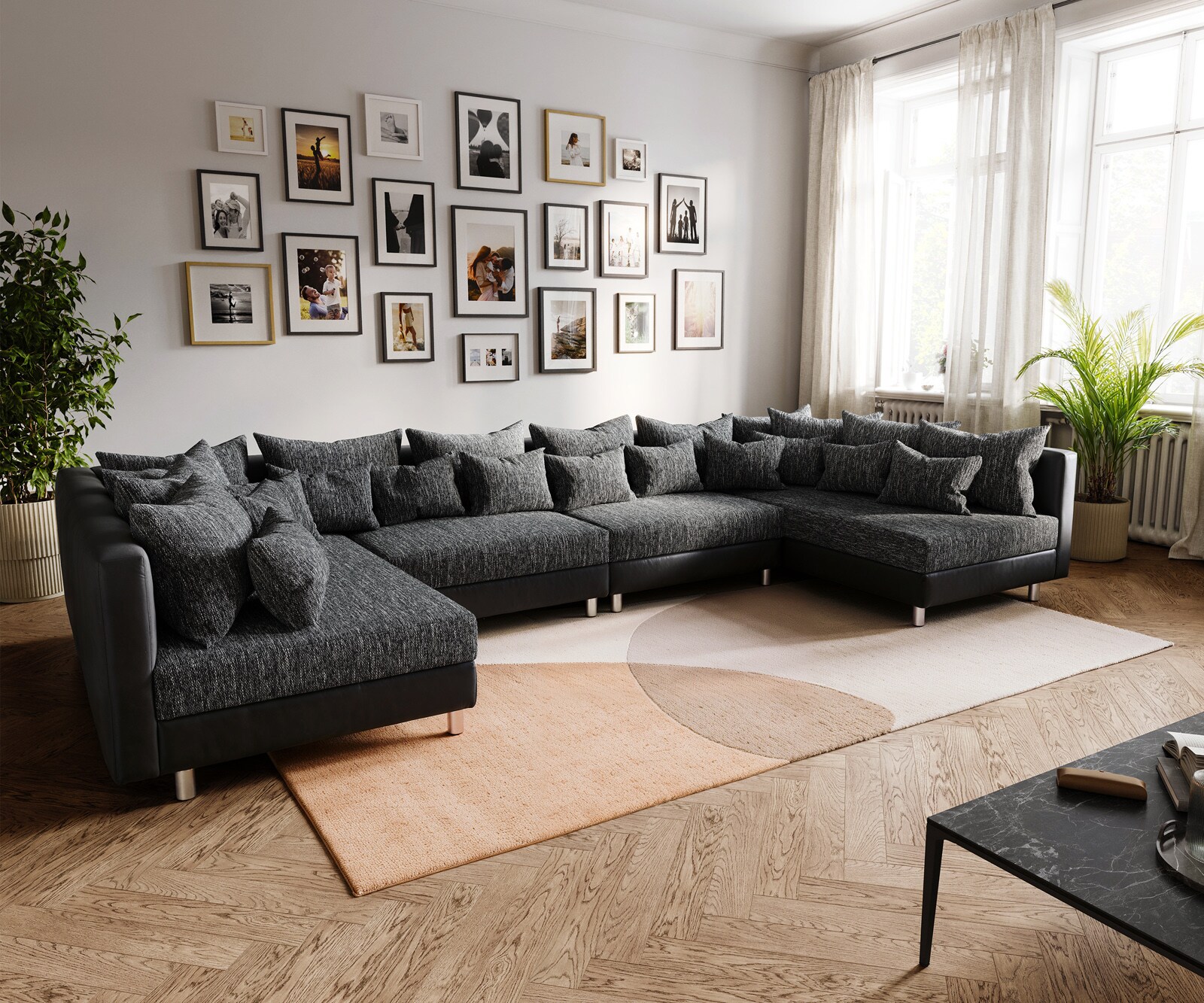 Canapé-Panoramique Clovis XL noir canapé modulable extensible 1