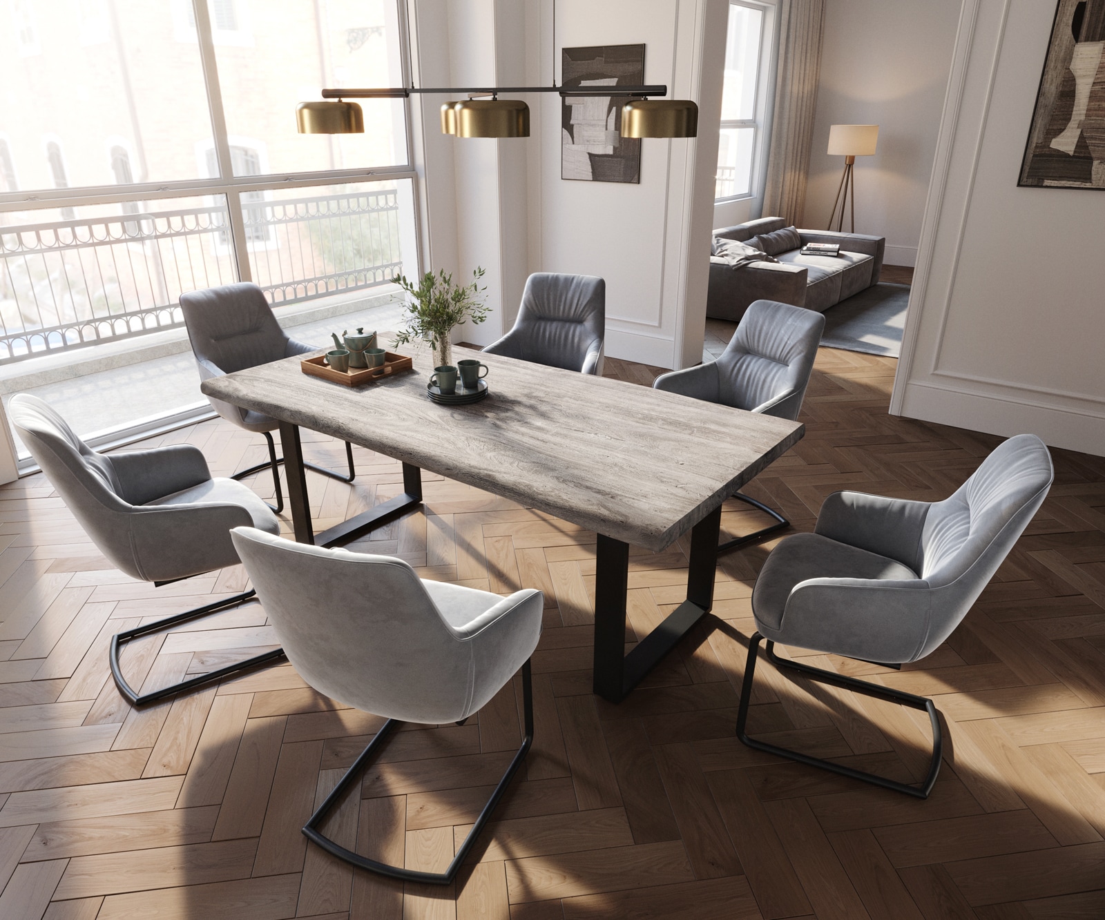 Cantilever Zelia-Flex avec accoudoirs velours gris pied cantilever rond noir ressorts ensachés 3 Cantilever Zelia-Flex avec accoudoirs velours gris pied cantilever rond noir ressorts ensachés 3
