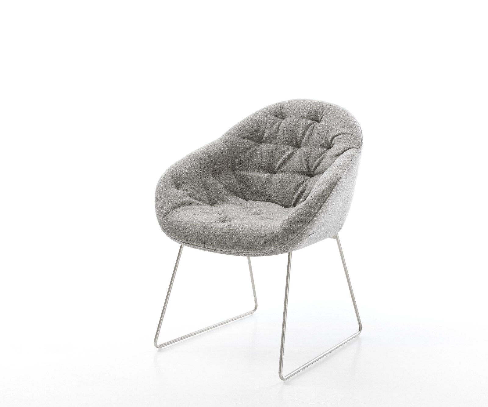 Esszimmerstuhl Gaio-Flex Strukturstoff Soft Grau Kufengestell Edelstahl 1