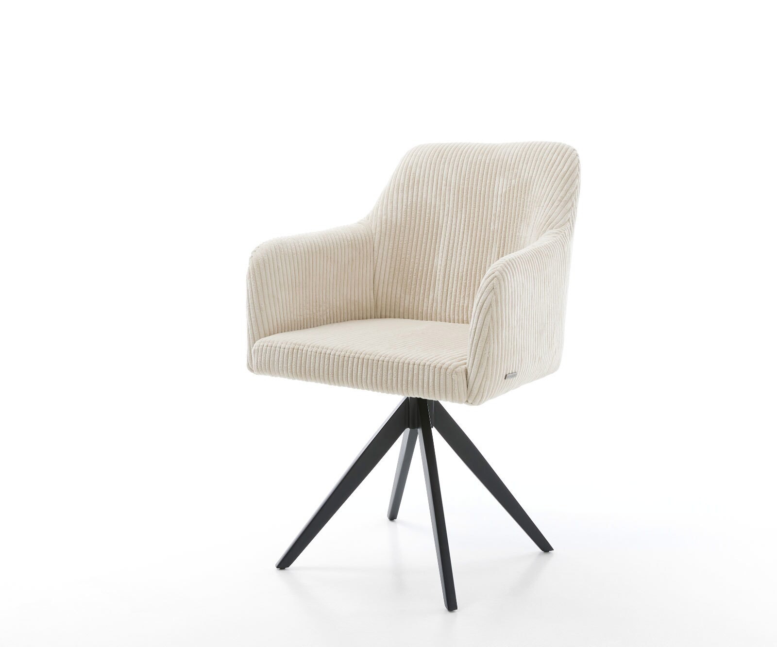 Chaise-de-salle-à-manger Greg-Flex côtelé beige vintage pied croisé angulaire noir ressorts ensachés 1