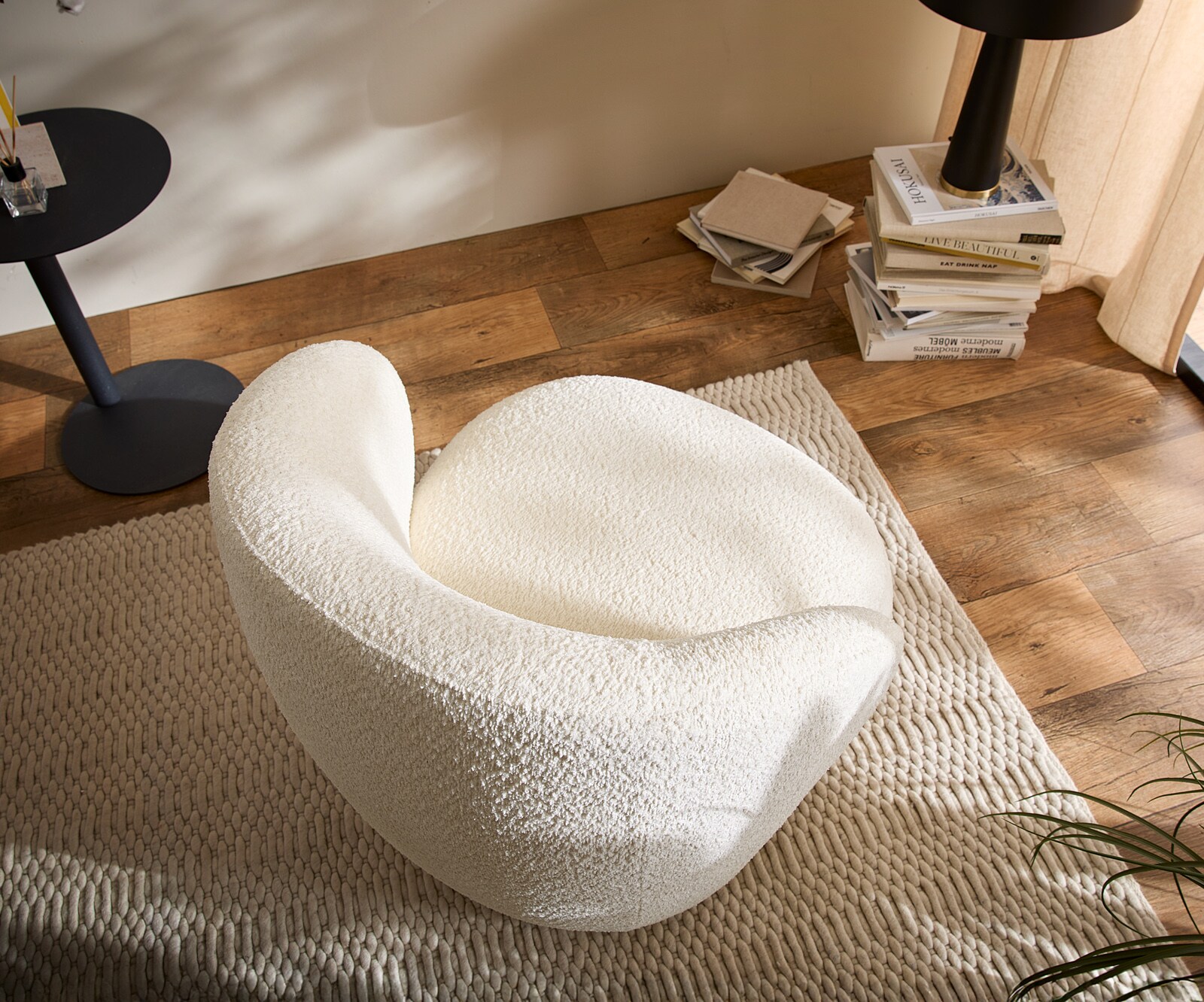 Loungesessel Pulo 80x80 cm Bouclé Weiß 3