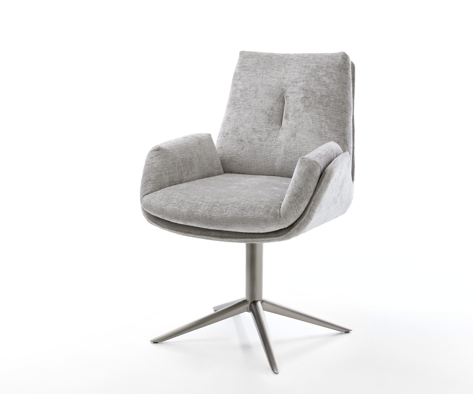 Chaise-pivotante Clea-Flex chenille gris argenté pied de chaise 4 branches grafiete pivotement sur 360° fonction bascule