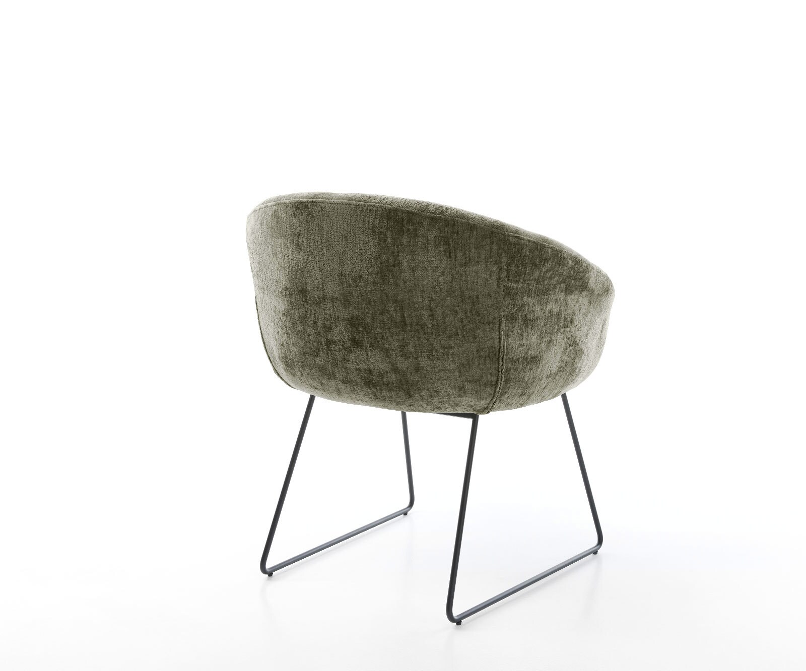 Chaise-de-salle-à-manger Vinka-Flex avec accoudoirs chenille olive pied trapèze noir ressorts ensachés 5