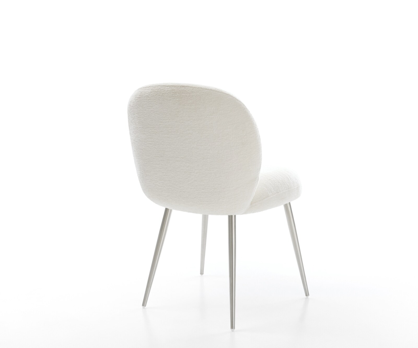 Esszimmerstuhl Nube-Flex Bouclé Soft Beige 4-Fuß konisch Edelstahl Taschenfederkern 4
