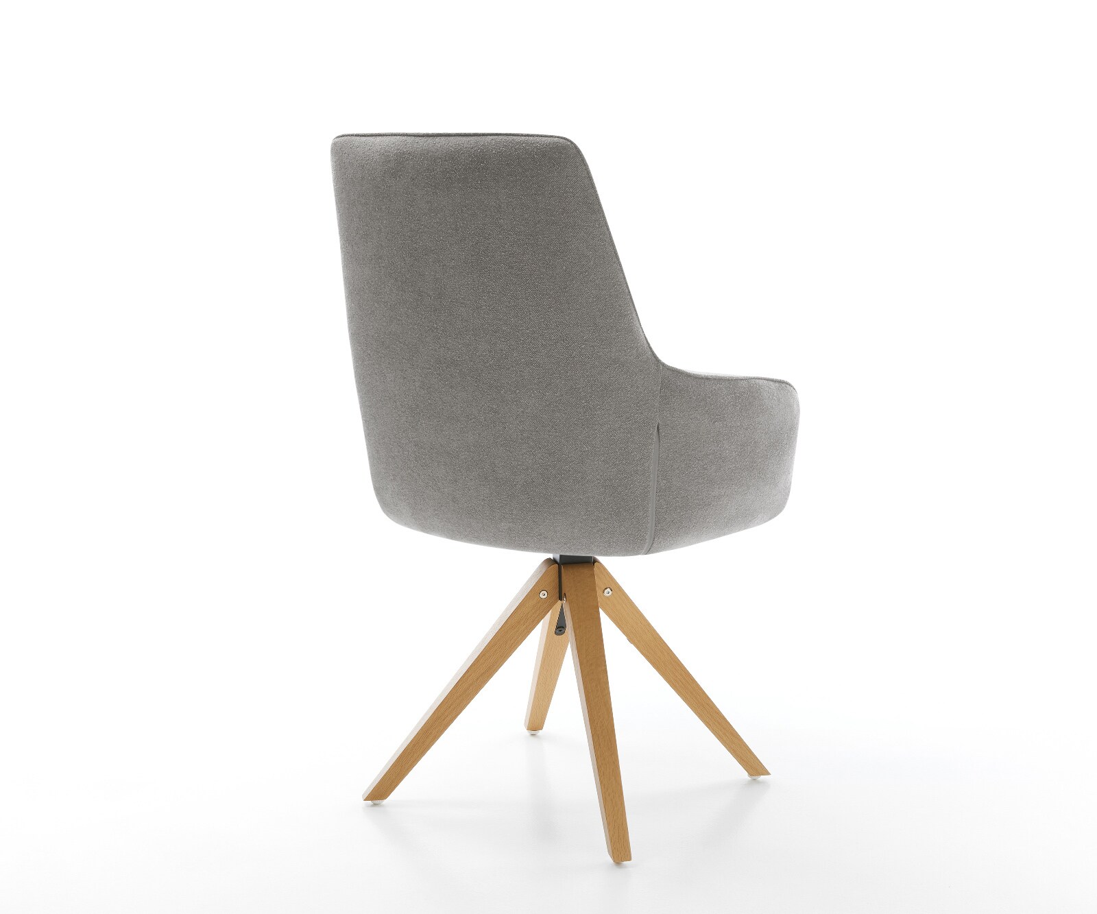 Chaise-pivotante Zelia-Flex avec accoudoirs tissu structuré doux gris pied en bois angulaire naturel pivotement sur 180° resorts ensachés 4