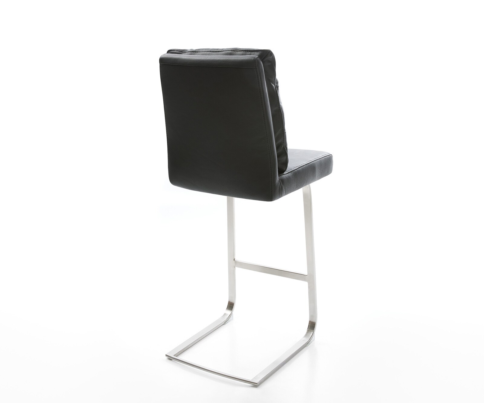 Barstuhl Pela-Flex Echt-Leder Schwarz Freischwinger flach Edelstahl 4