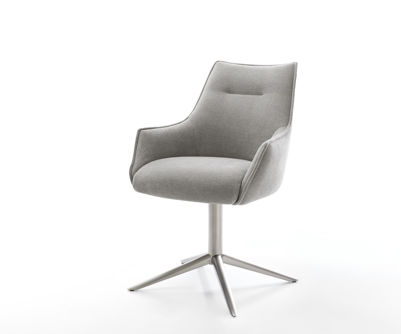 Chaise-pivotante Alja-Flex avec accoudoirs tissu structuré doux gris pied de chaise 4 branches acier inoxydable pivotement sur 360° fonction bascule resorts ensachés 1
