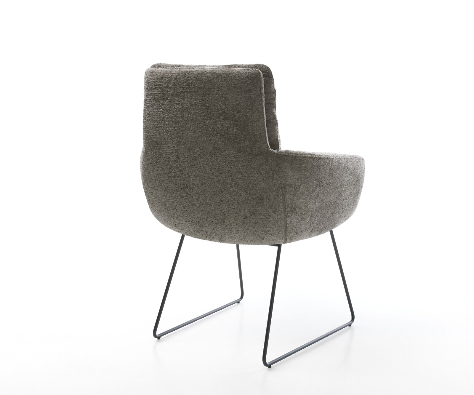 Esszimmerstuhl Abelia-Flex mit Armlehnen Bouclé Soft Schlamm Kufengestell Schwarz 5