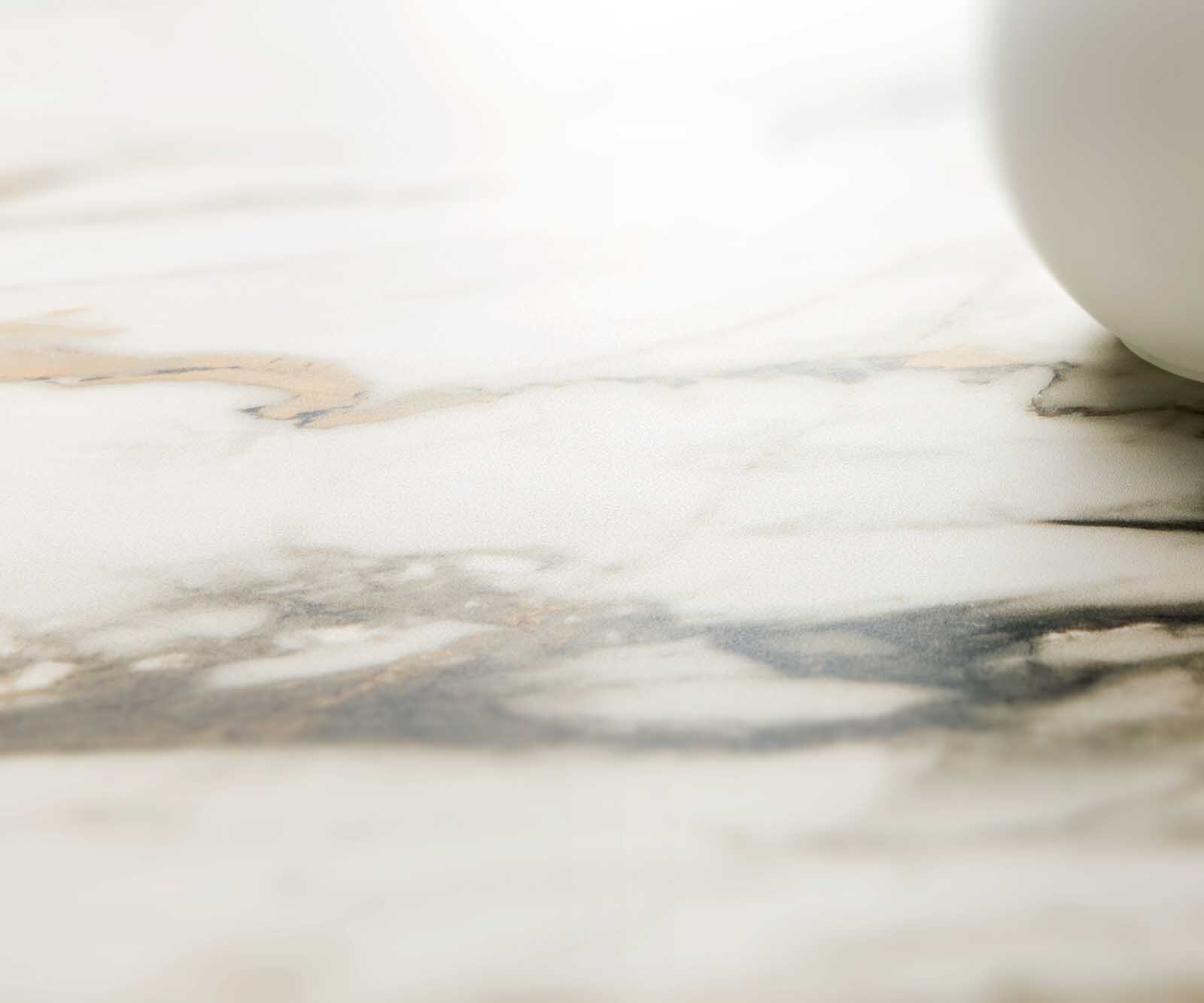 Table à manger Edge 300x100 céramique Calacatta Luxe blanc-doré-gris Spider acier plat acier inoxydable 5