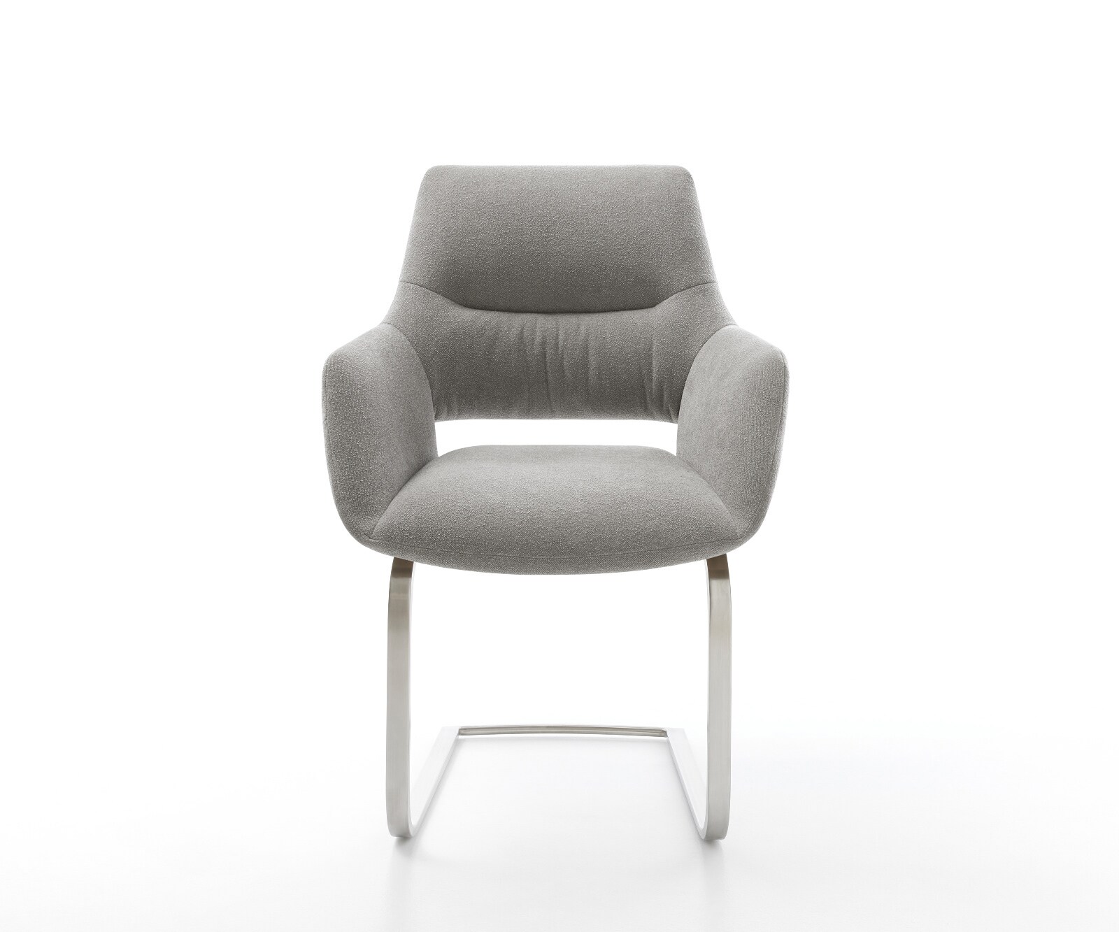 Cantilever Yago-Flex avec accoudoirs tissu structuré doux gris pied cantilever plat acier inoxydable resorts ensachés 2