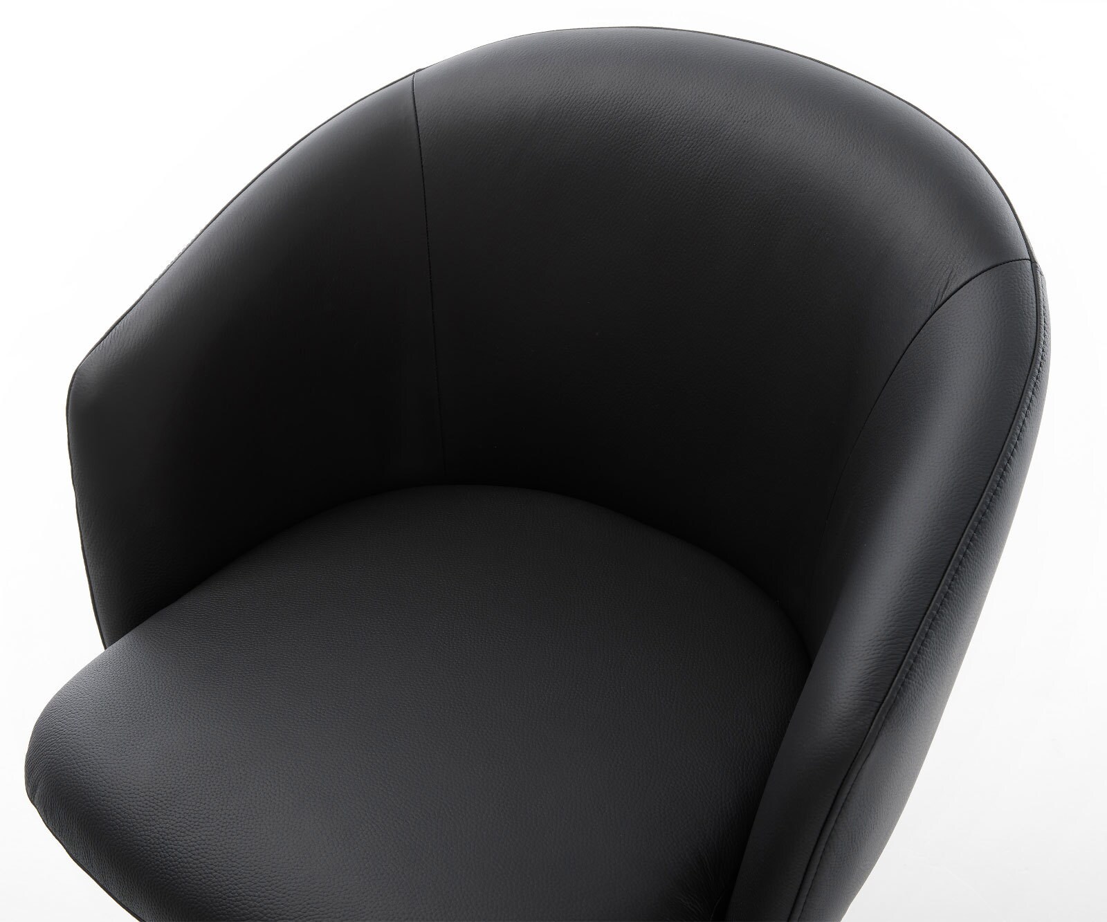 Chaise-pivotante Caja-Flex avec accoudoirs cuir de vache noir pied de chaise 4 branches noir pivotement sur 360° ressorts ensachés 4